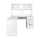 Home Office Computer Desk with Hutch, Antiqued White finish