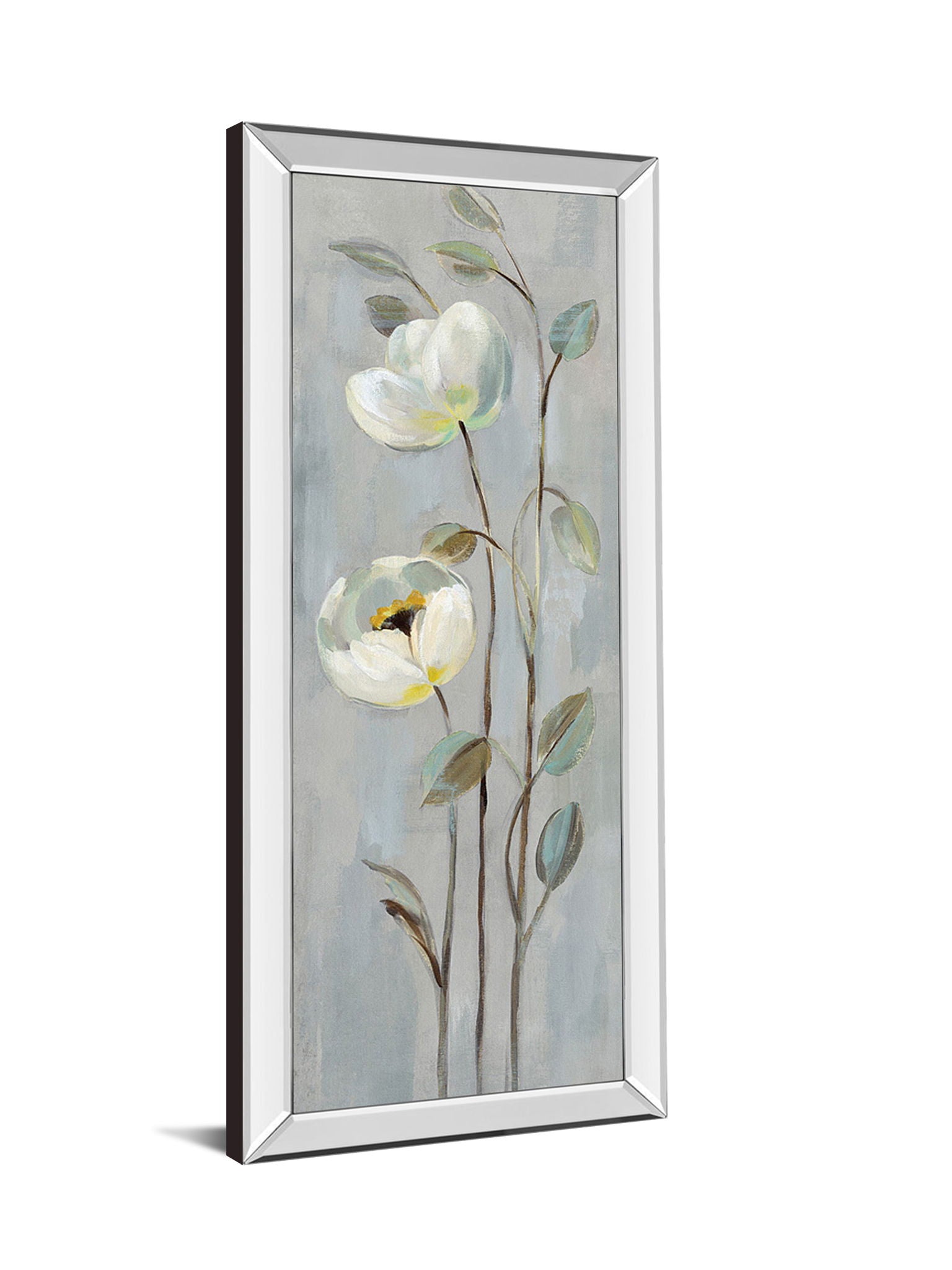 Neutral Branches II On Gray By Silvia Vassileva - Mirrored Frame Wall Art - Light Gray