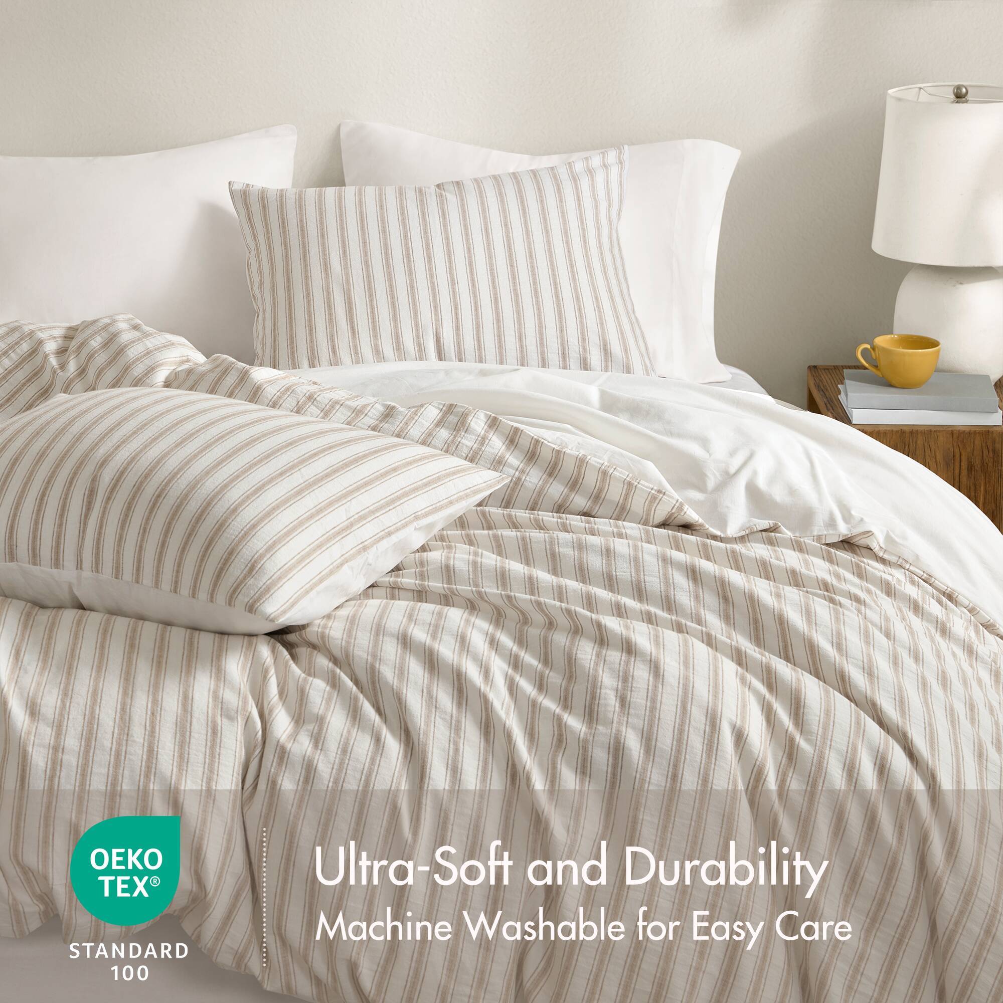 Etta - 3 Piece King Duvet Set - Tan