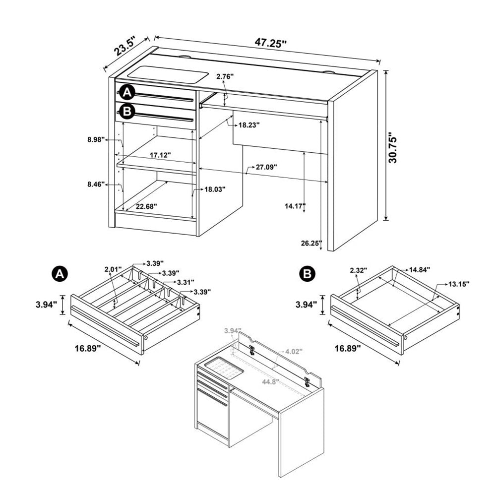 Connect-it Office Desk with Charging Station in Cappuccino