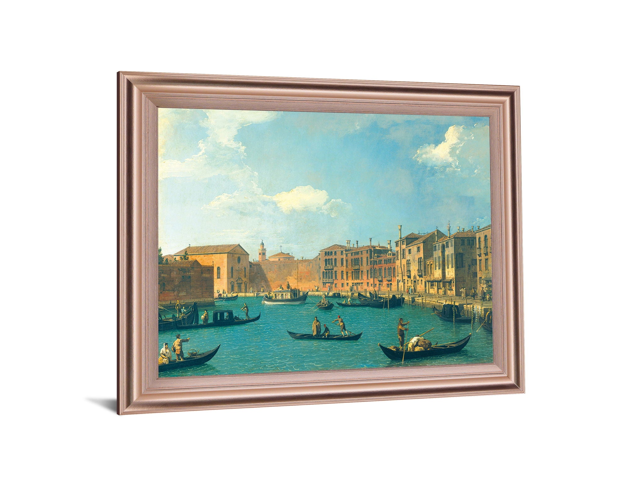 Sunlit Waterscape - 28" x 34" Framed Wall Art - Light Blue