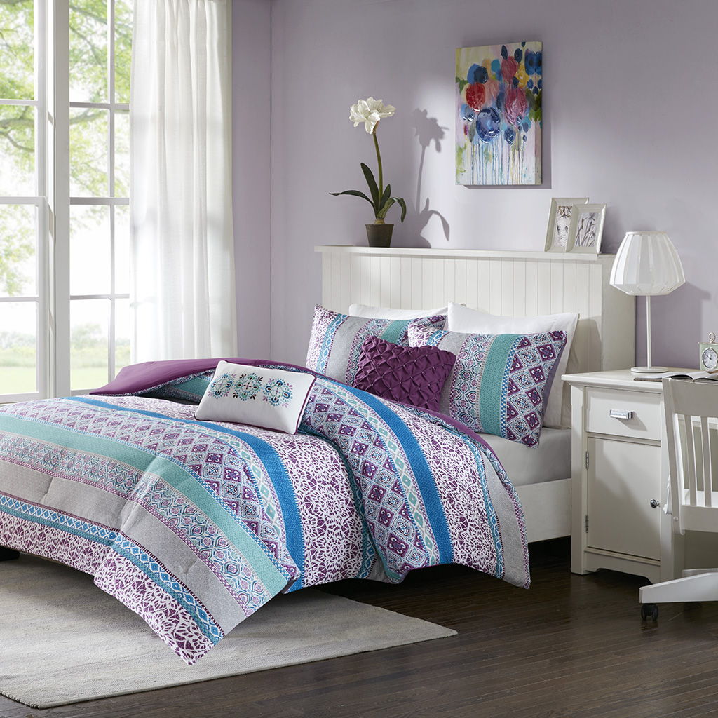 Joni - Twin Comforter Set - Purple