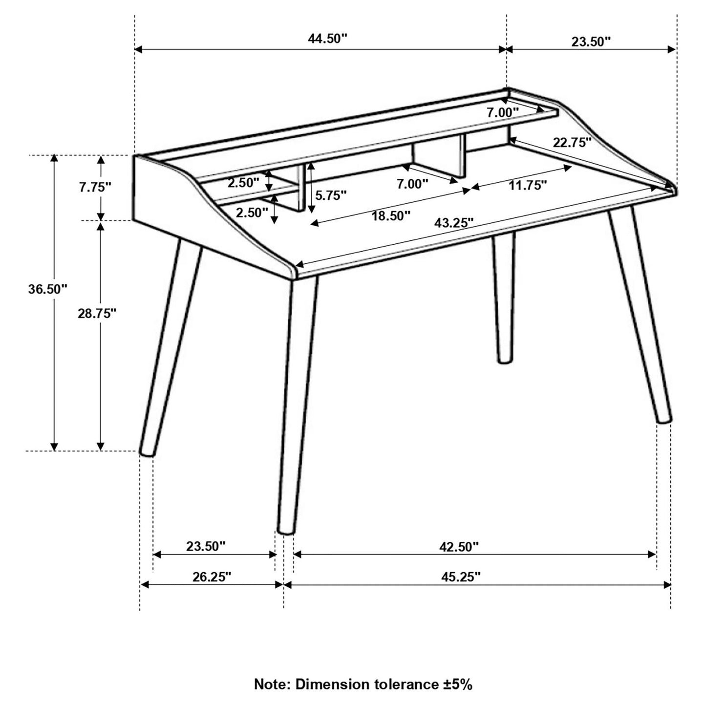 Grey 4-Compartment Writing Desk