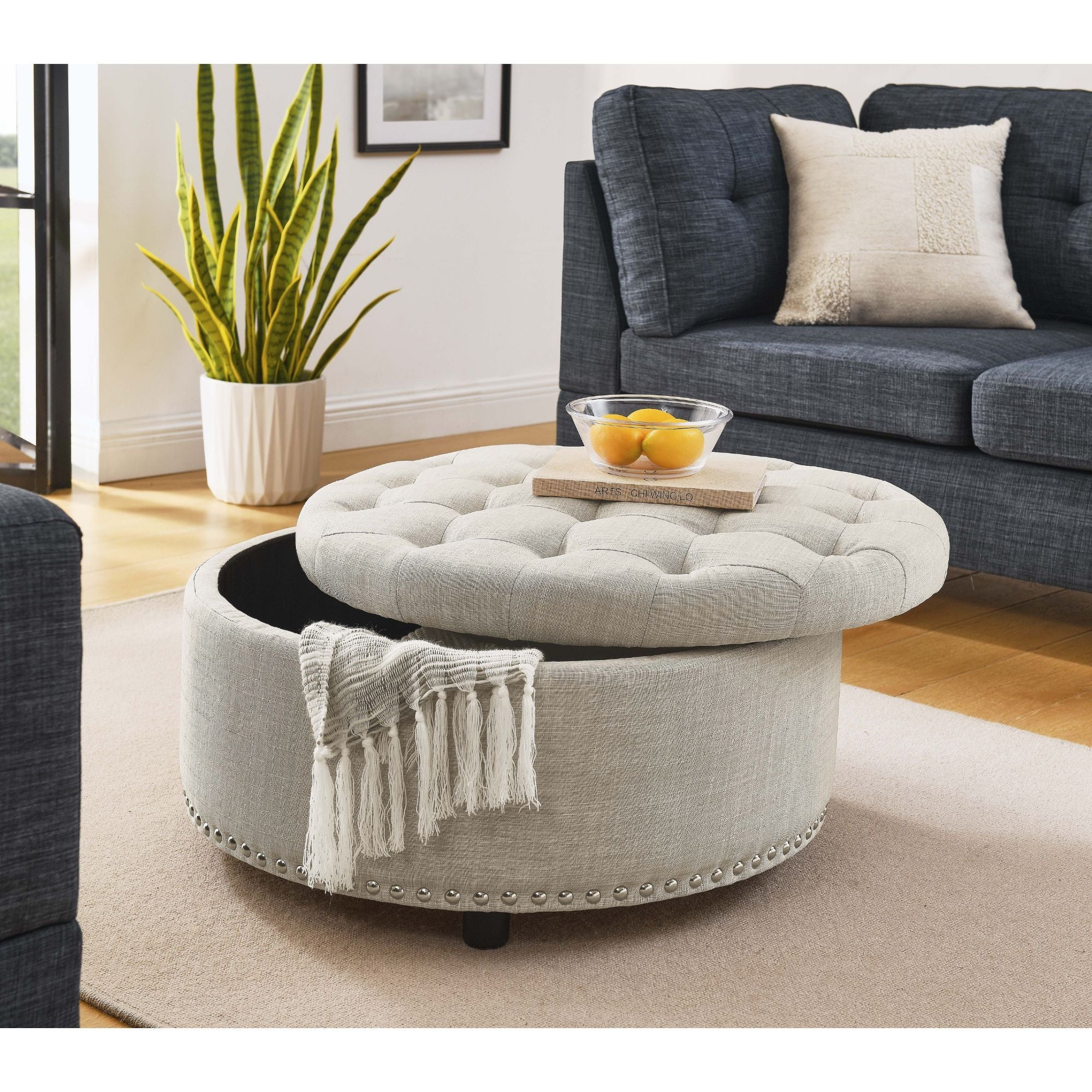 Tufted Storage Ottoman With Upholstery