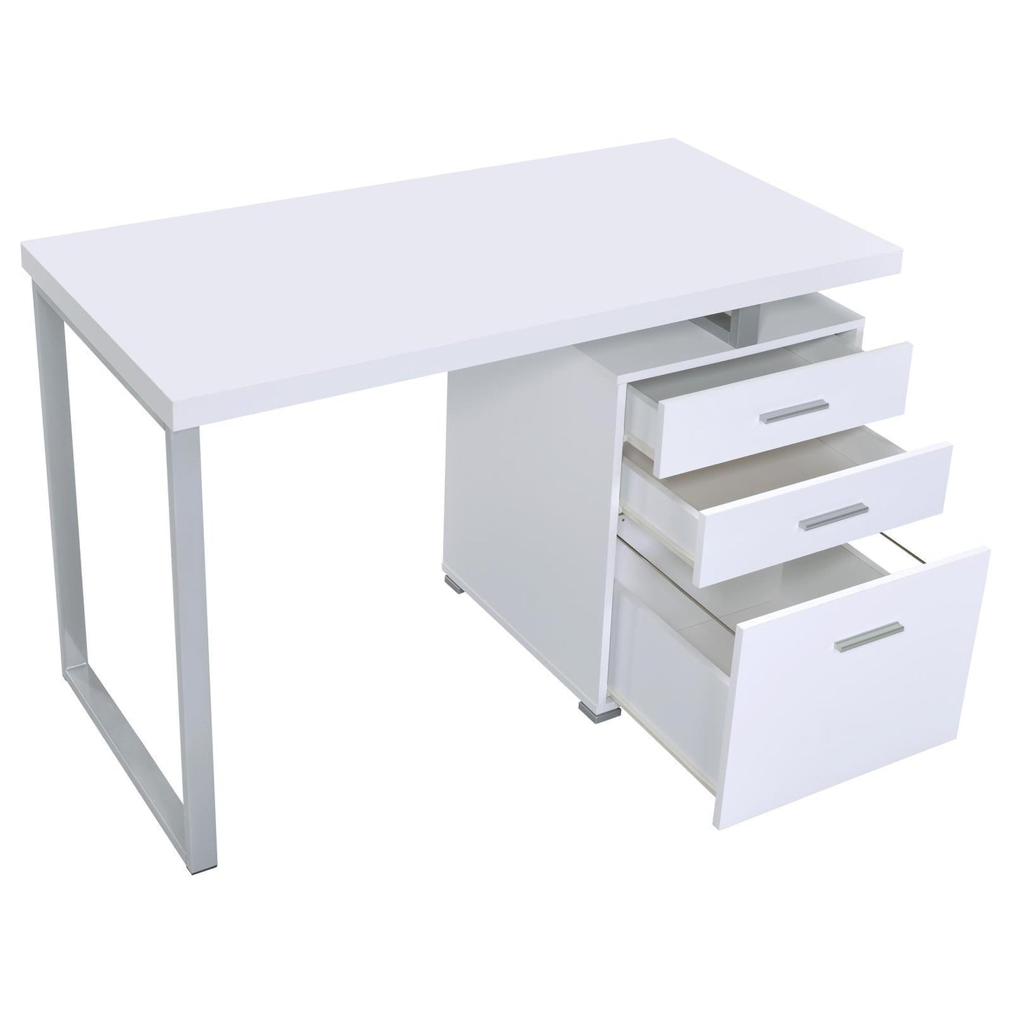 White 3-drawer Reversible Office Desk