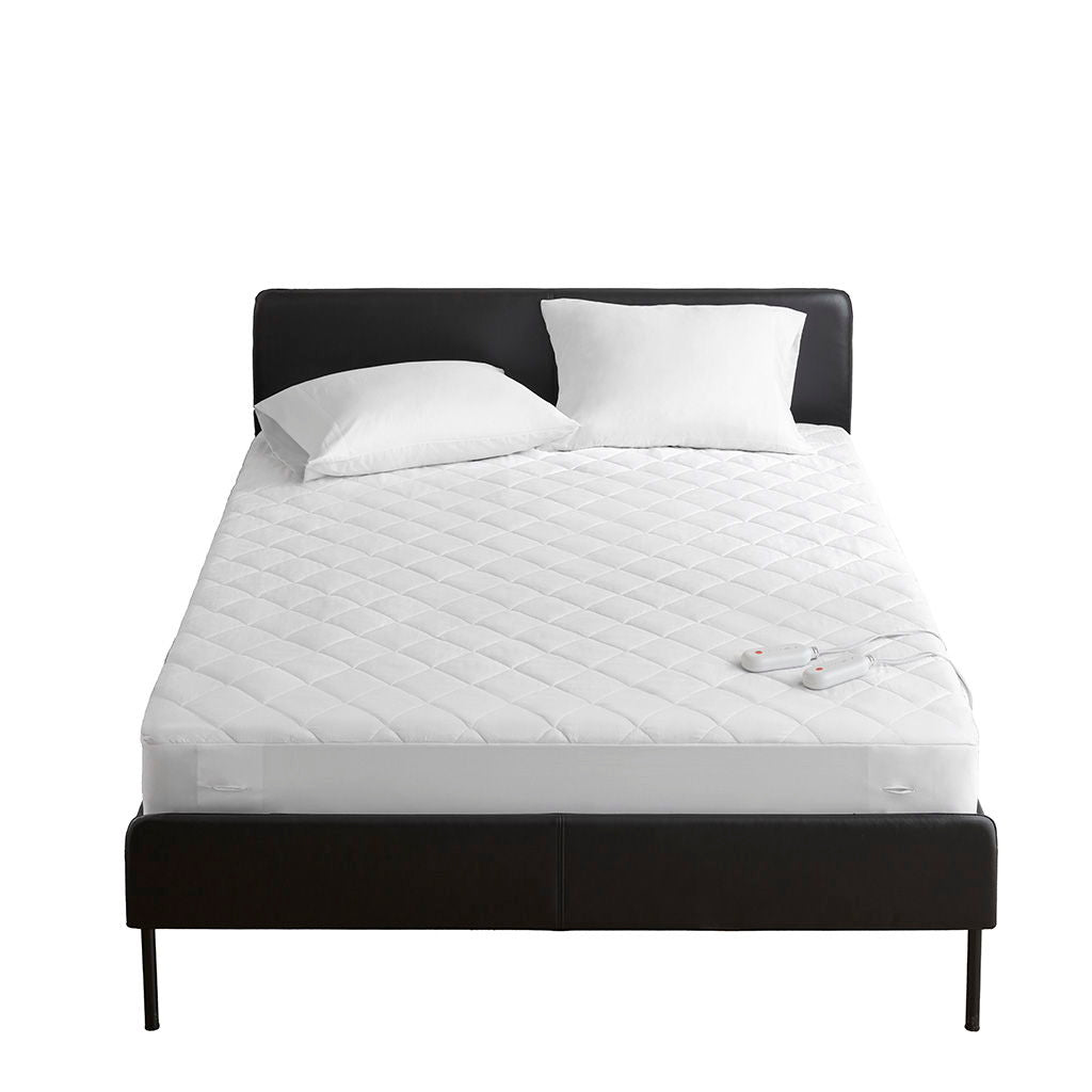 Embossed - Full Heated Mattress Pad - White