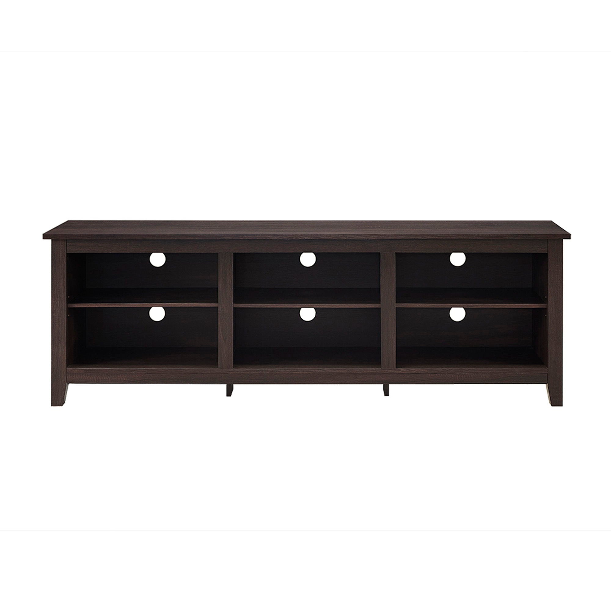 Modern Transitional 3 Shelf Open Storage 70" TV Stand For 80" TVs - Espresso