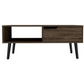 Oslo Coffee Table, One Drawer, One Open Shelf, Four Legs -Dark Walnut