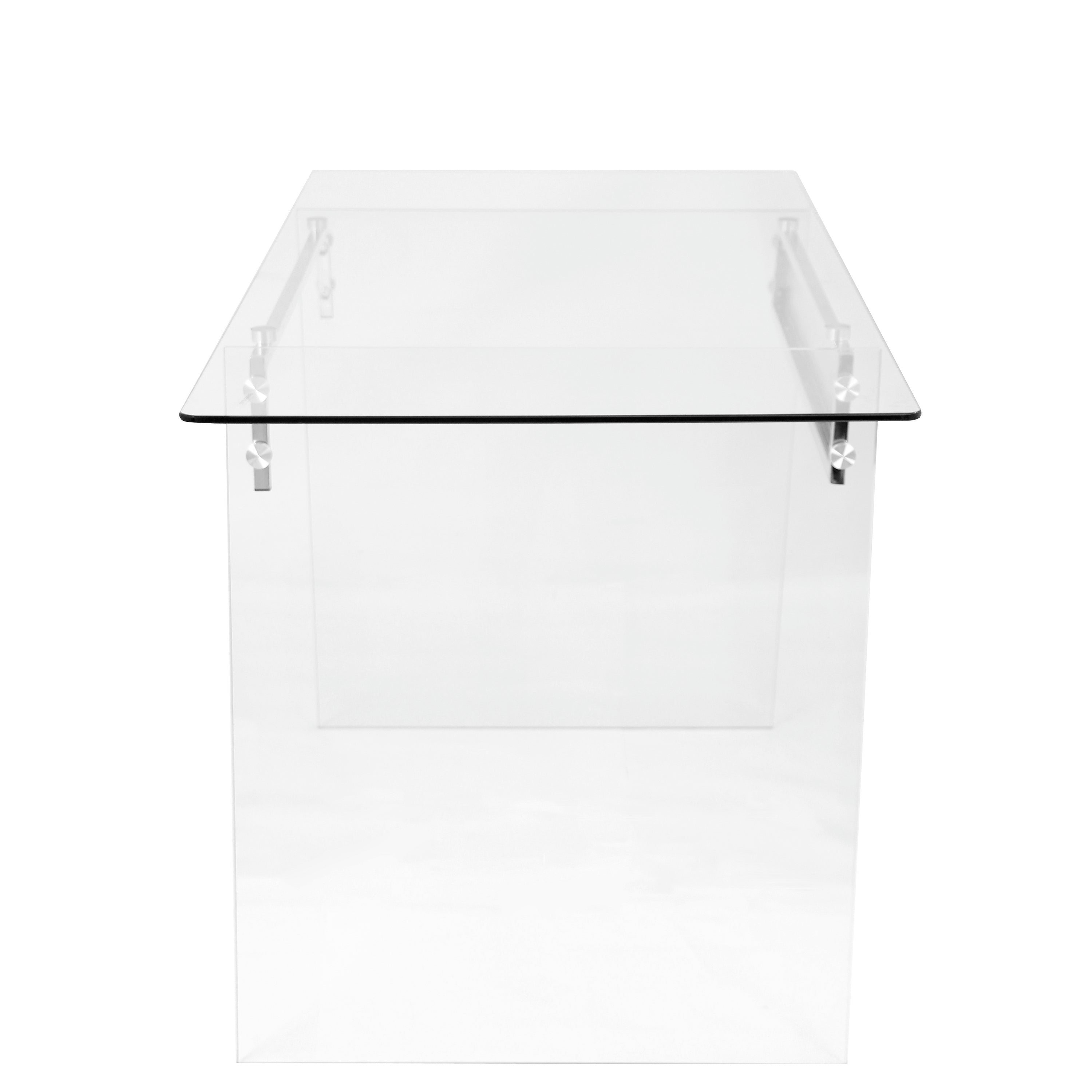 Glacier Contemporary Desk in Clear and Chrome by LumiSource