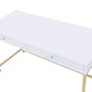 ACME Ottey Desk in White High Gloss & Gold 92540