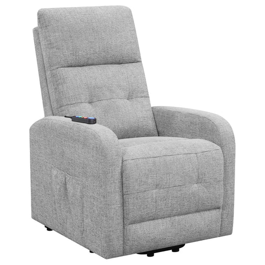 Grey Tufted Power Lift Recliner