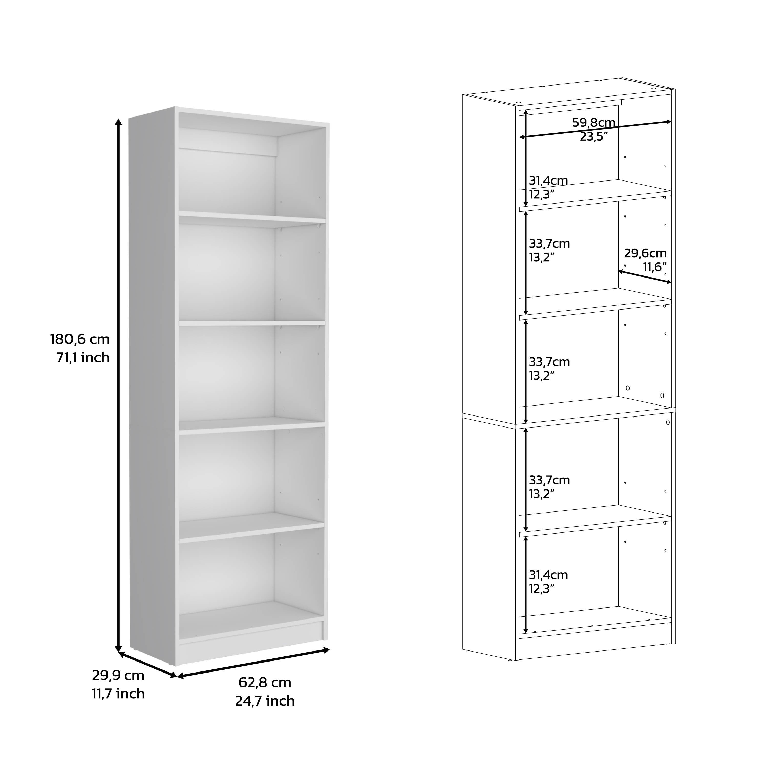 DEPOT E-SHOP Vinton 4-Tier Bookcase with Modern Storage for Books and Decor, White