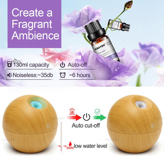 130ml USB Aroma Essential Oil Diffuser Ultrasonic Mist Humidifier Air Purifier 7 Color Change LED Night light for Office Home