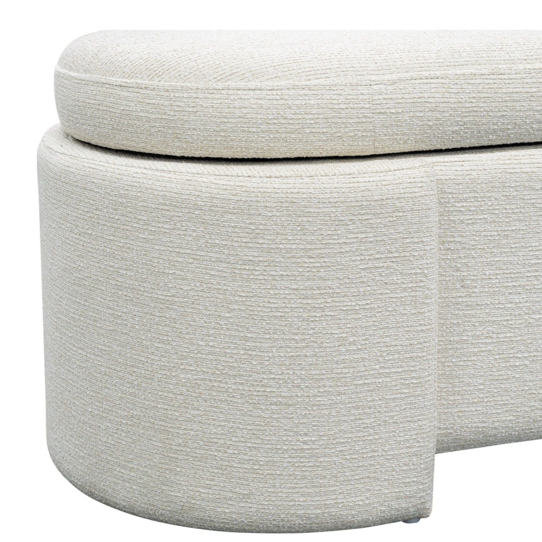 Leslie - Full y Upholstered Oval Storage Bench With Soft-Close Lid - Ivory