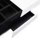 Modern Extendable Sliding Top Coffee Table with Storage in White&Black