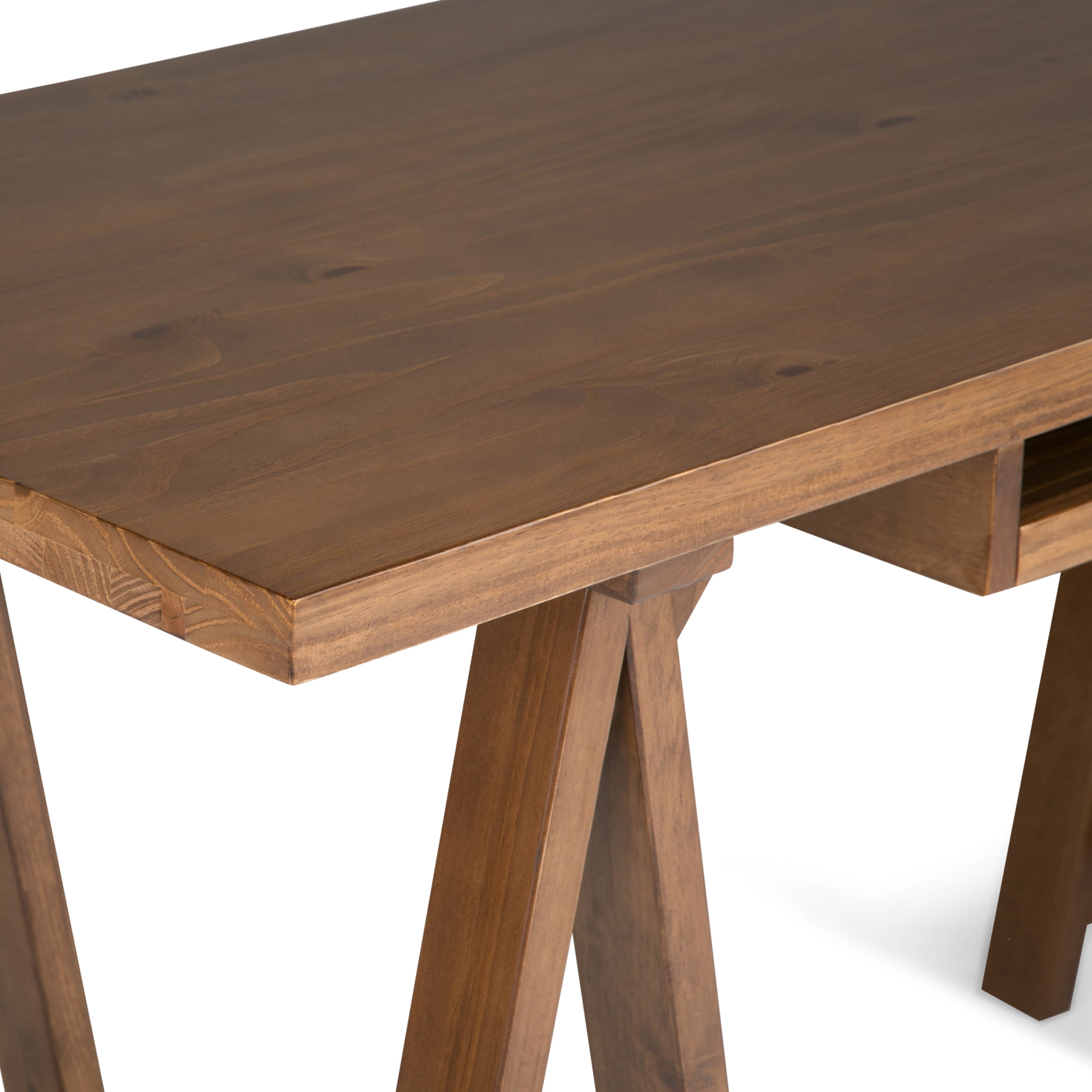 Sawhorse - Desk - Medium Saddle Brown