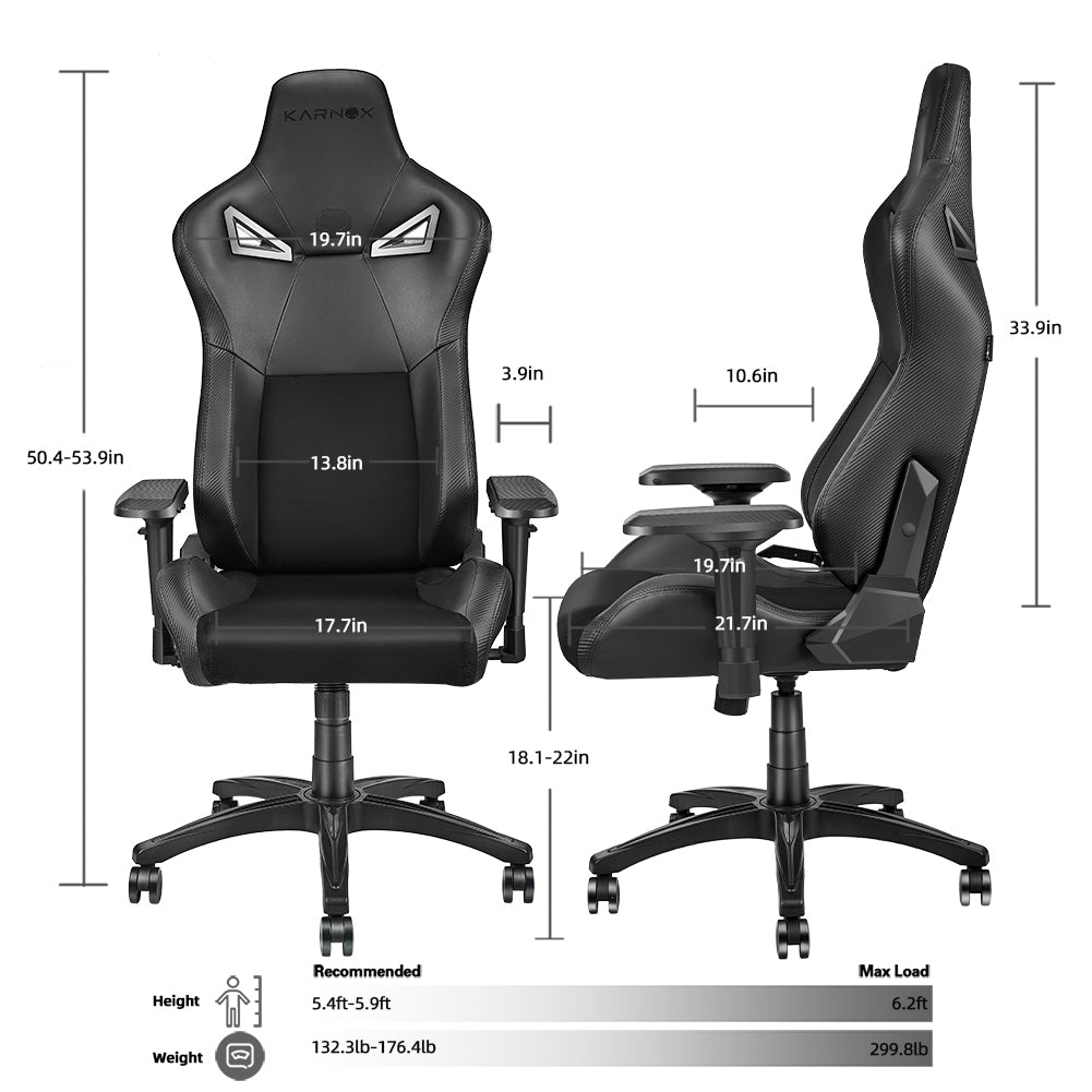 KARNOX Ergonomic Gaming Chair,Adjustable Office Computer Chair with Lumbar Support  ,Tall Back Swivel Chair with Headrest and Armrest,Comfortable Reclining Video Desk Chair with Suede Padded Sea