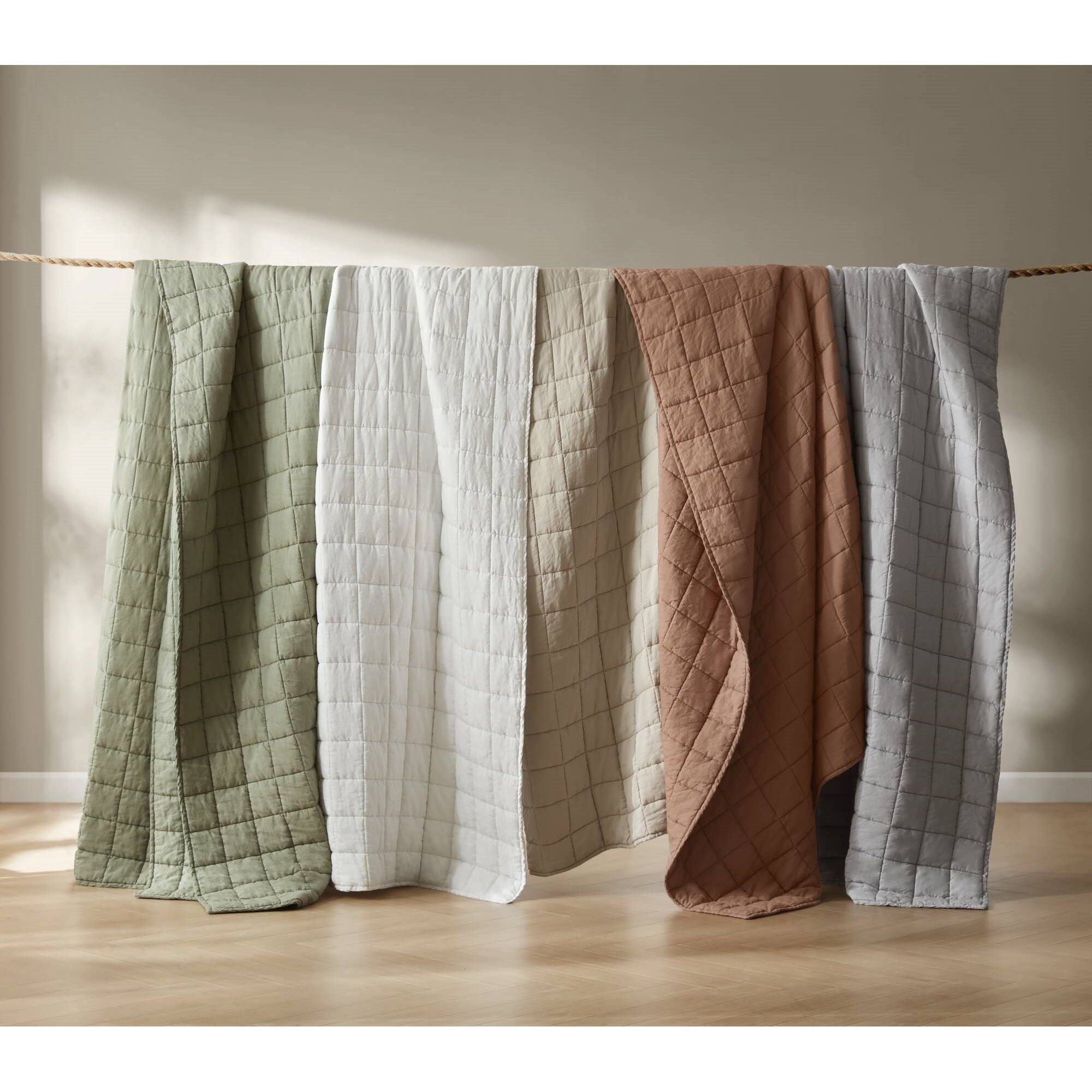 French Flax - King/California King Linen Garment Washed Quilt Set - Clay