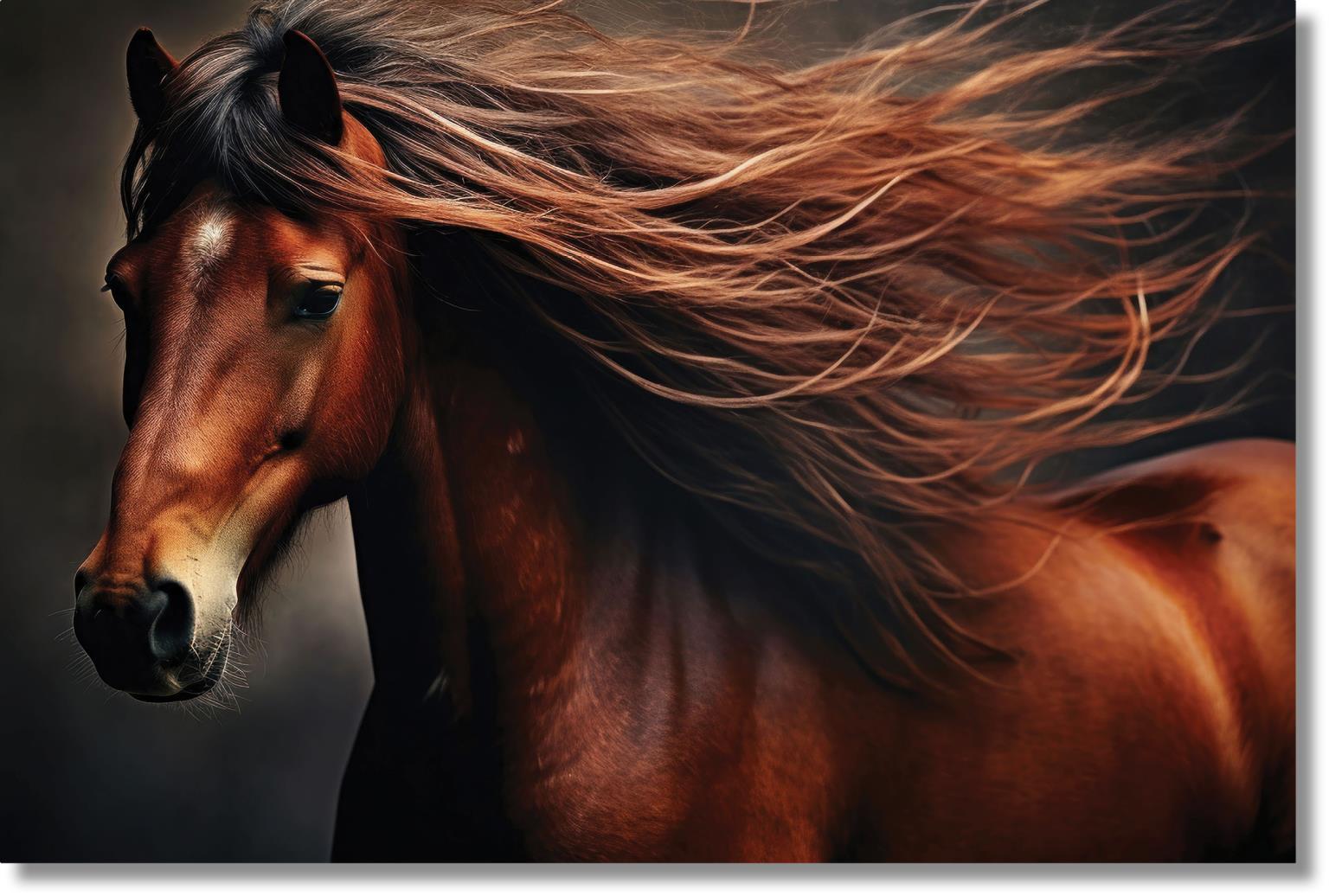 Temp Glass With Foil - Chestnut Mane In The Wind - Dark Brown