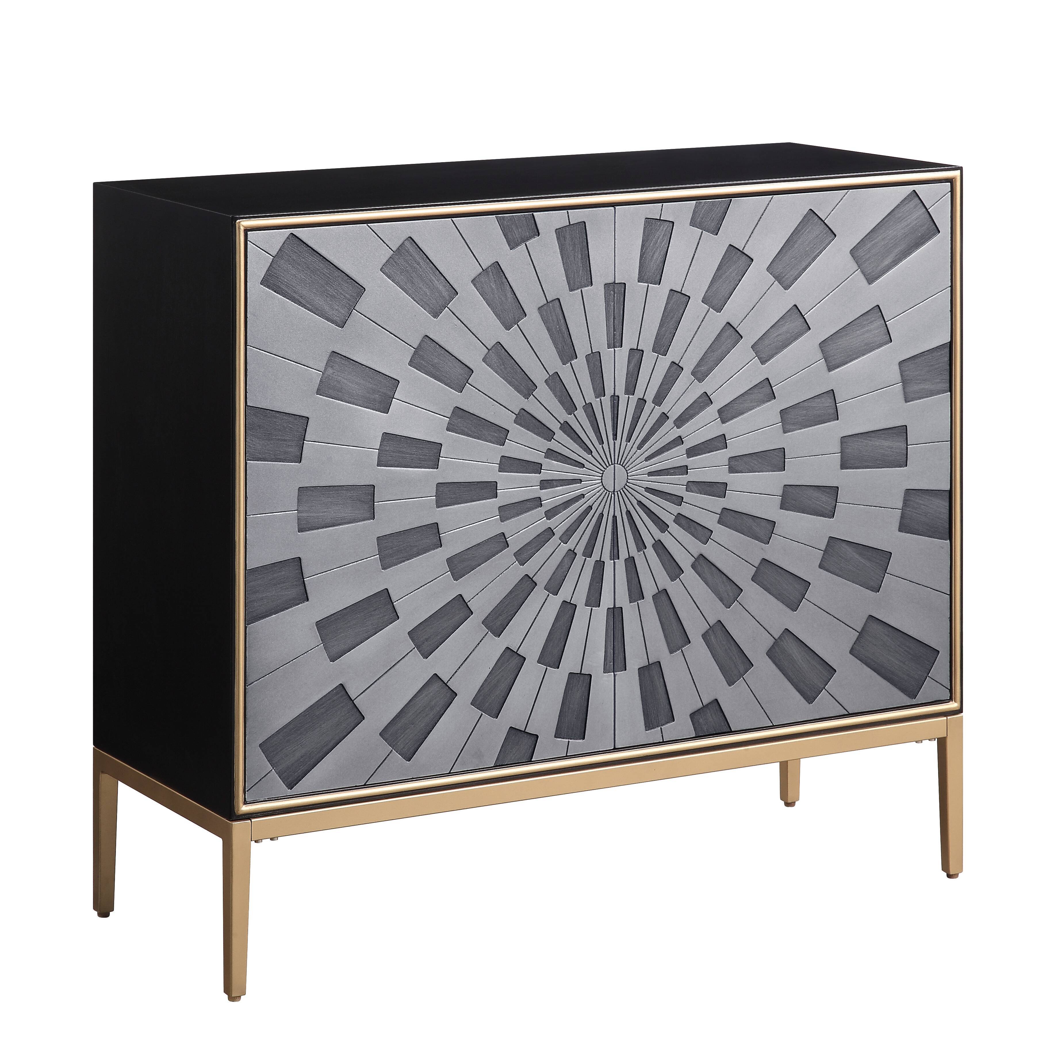 Quilla - Brass Console Cabinet - Black / Gery