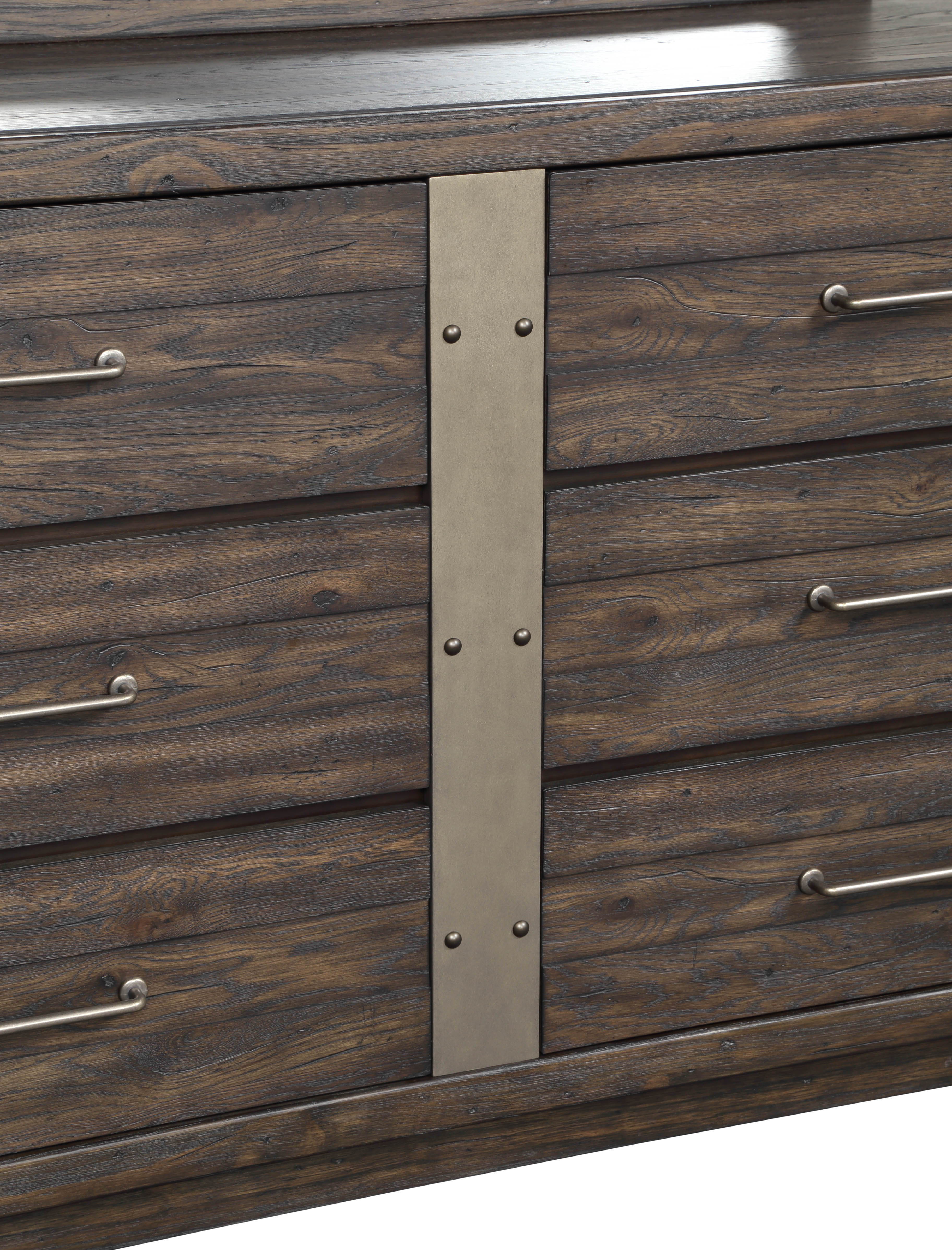 Industrial Farmhouse Designed 6 Drawer Dresser - Brown