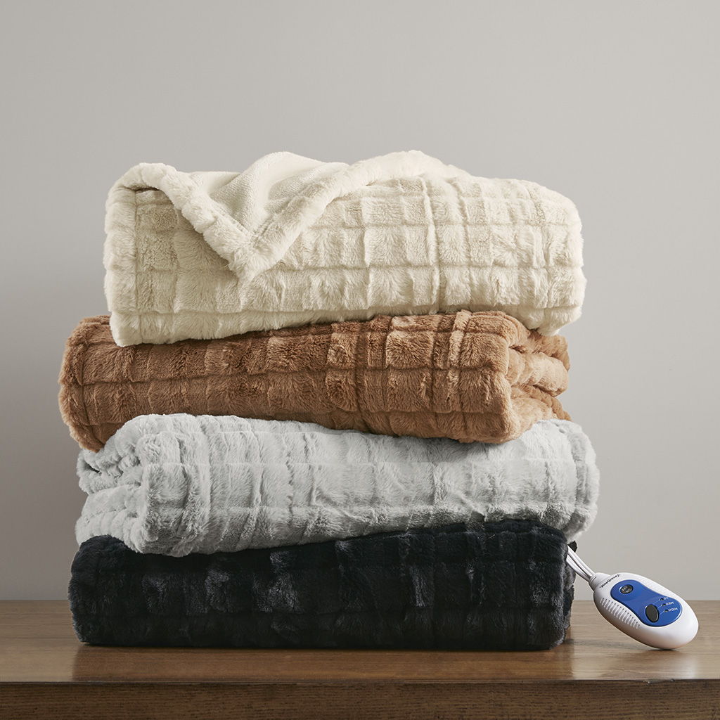 Zuri - Oversized Heated Throw - Ivory Texture