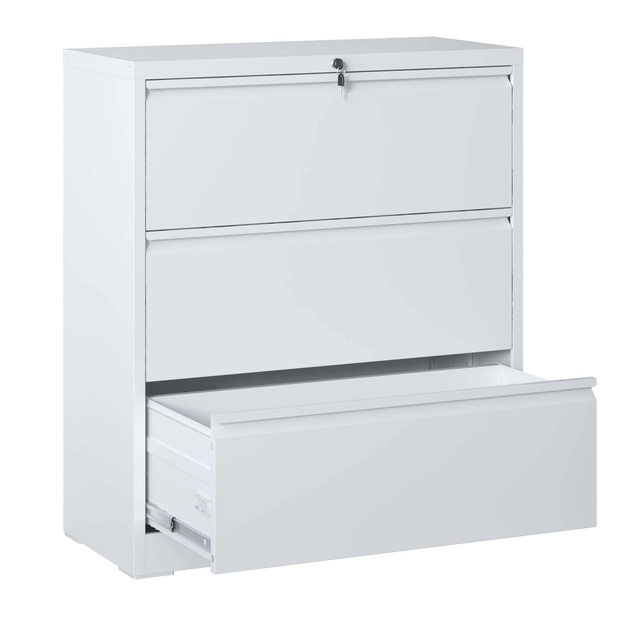 Lateral File Cabinet, Locking Heavy Duty, Anti-Tip Safety Interlock, Vertical Storage For Letter/Legal/A4 Files