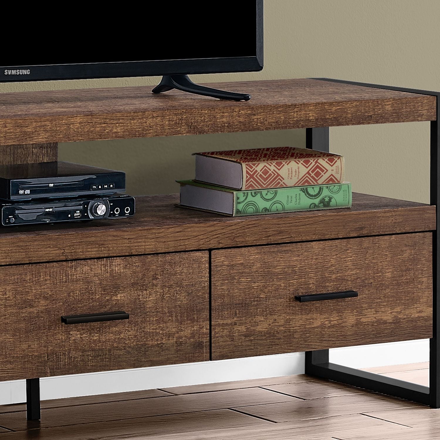 TV Stand, Console, Media Entertainment Center, Storage Drawers, Modern