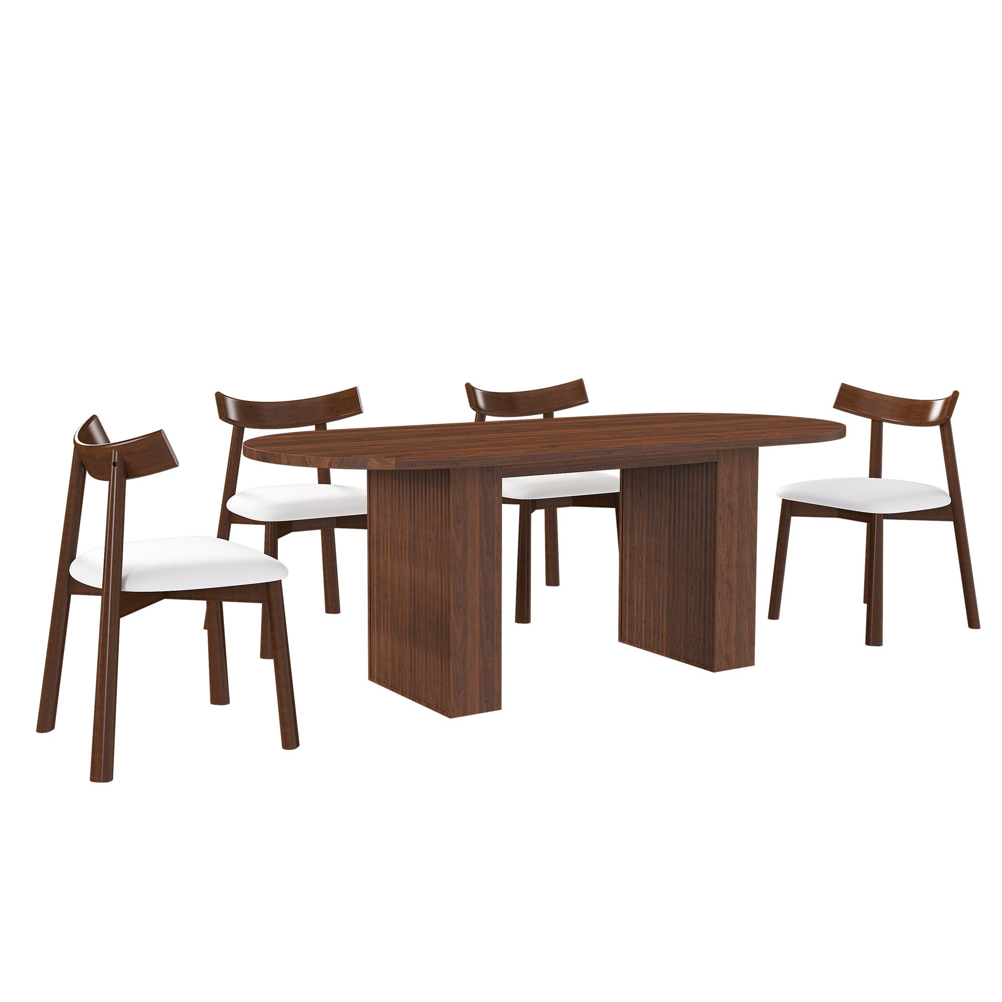 Oval Dining Table Set For 6 With 4 Chairs - Walnut