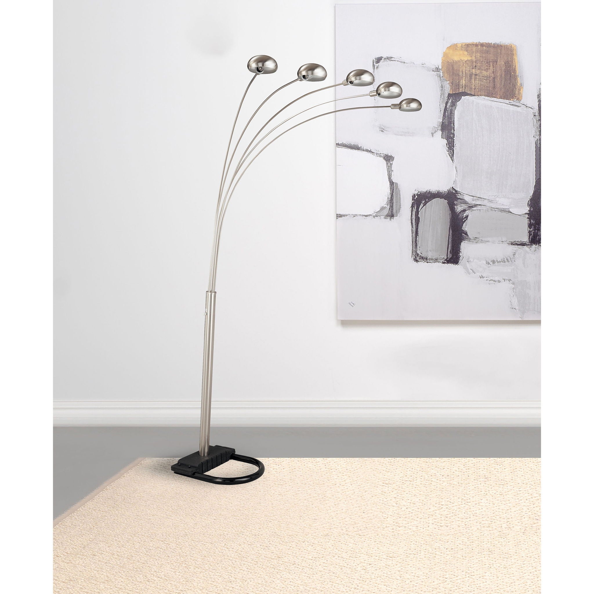 Floor Lamp With Dome Shades Lighting With 5 Round Shades - Silver