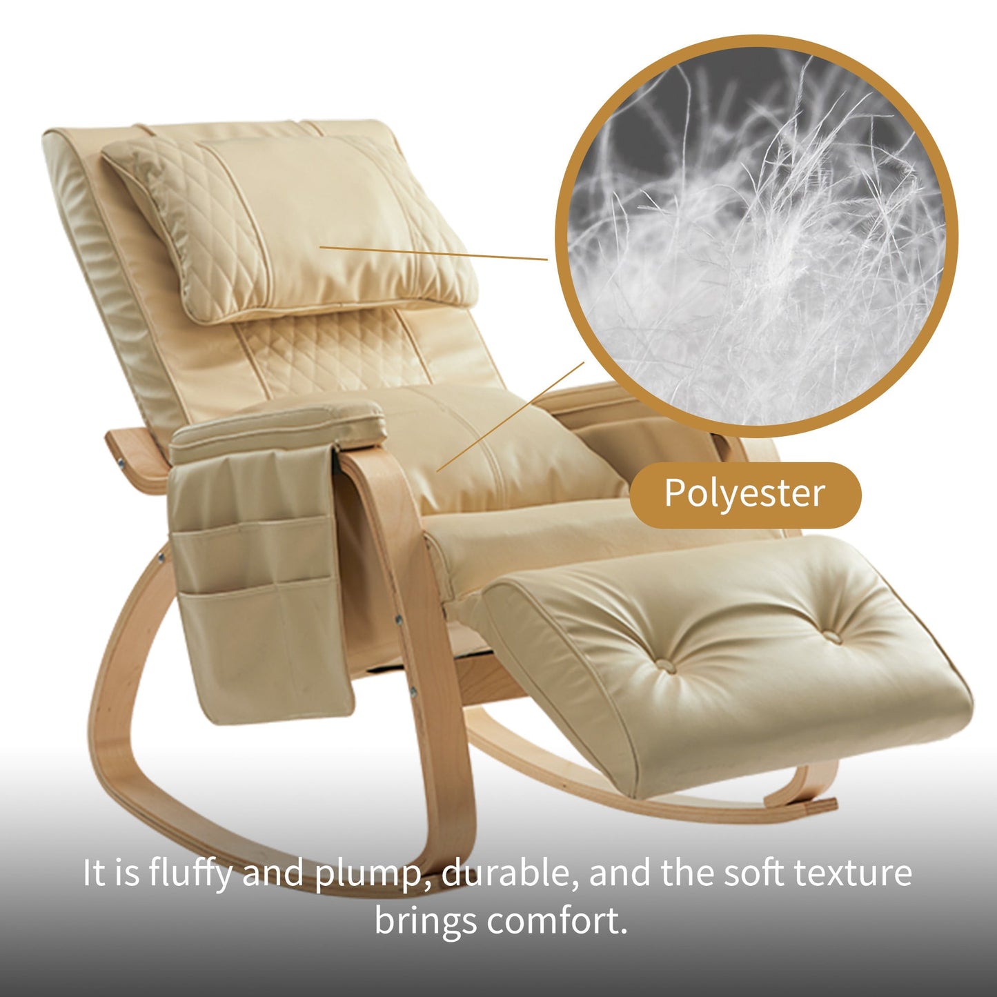 MASSAGE Comfortable Relax Rocking Chair Cream White