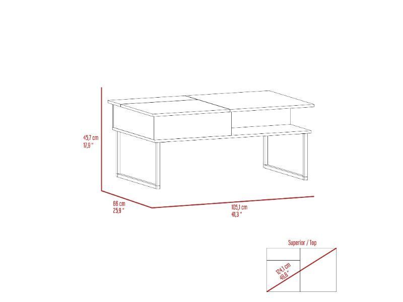 Lift Top Coffee Table Juvve, One Shelf, Carbon Espresso / Onyx Finish