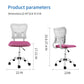 Home Office Chair Ergonomic Desk Chair Mesh Computer Adjustable Height Seat 360° Swivel Gaming Armless Chair Task-Pink
