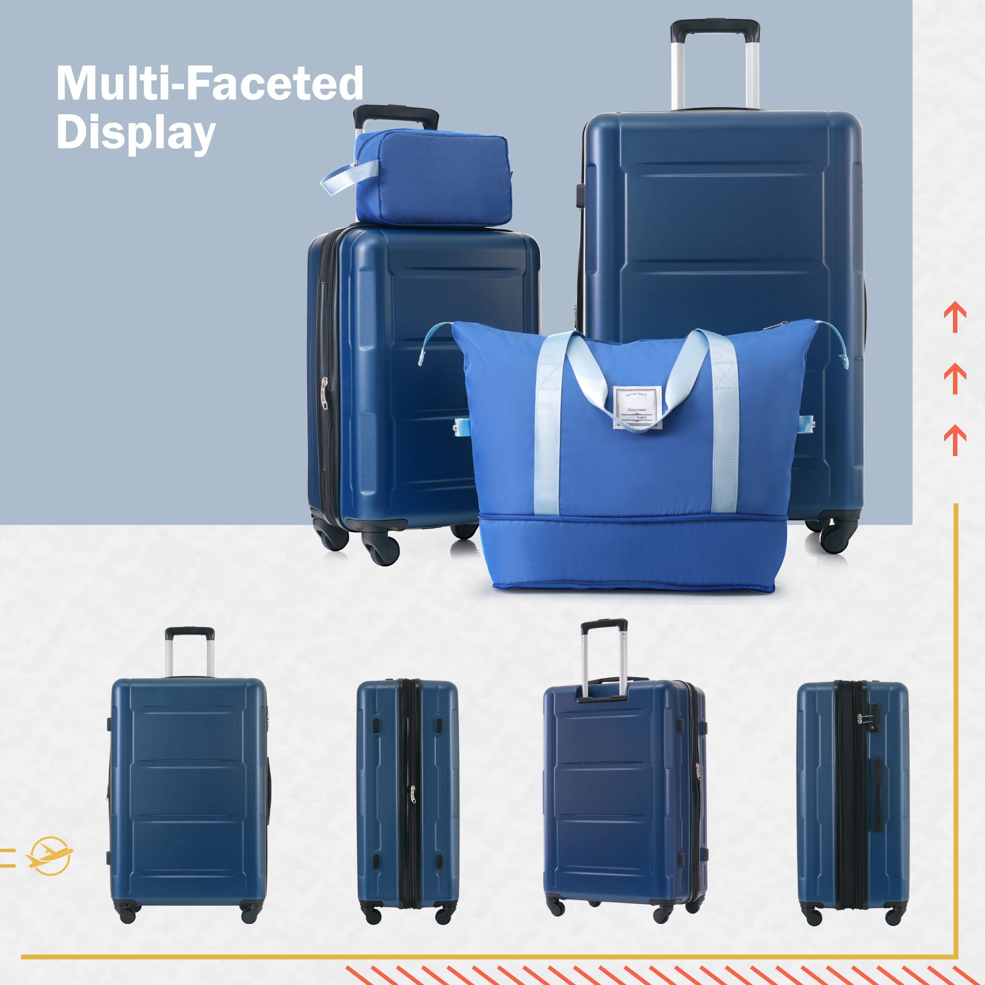 2 Piece Luggage Set With Bags Expanable Spinner Wheels ABS Lightweight Suitcase With Tsa Lock 20" / 28"