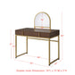 ACME Coleen Vanity Desk w/Mirror & Jewelry Tray in Walnut & Gold Finish AC00670