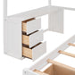 Full Over Twin Bunk Bed with Desk, Drawers and Shelves, White