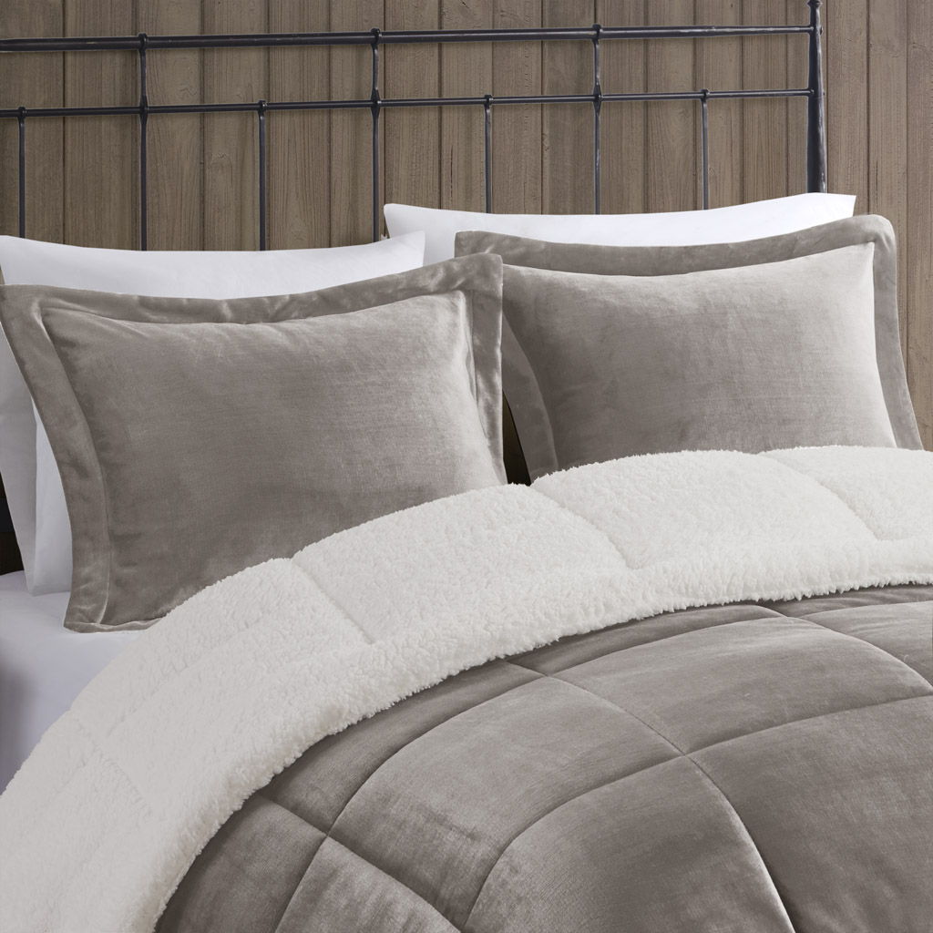 Alton - King Down Alternative Comforter Set - Gray / Ivory