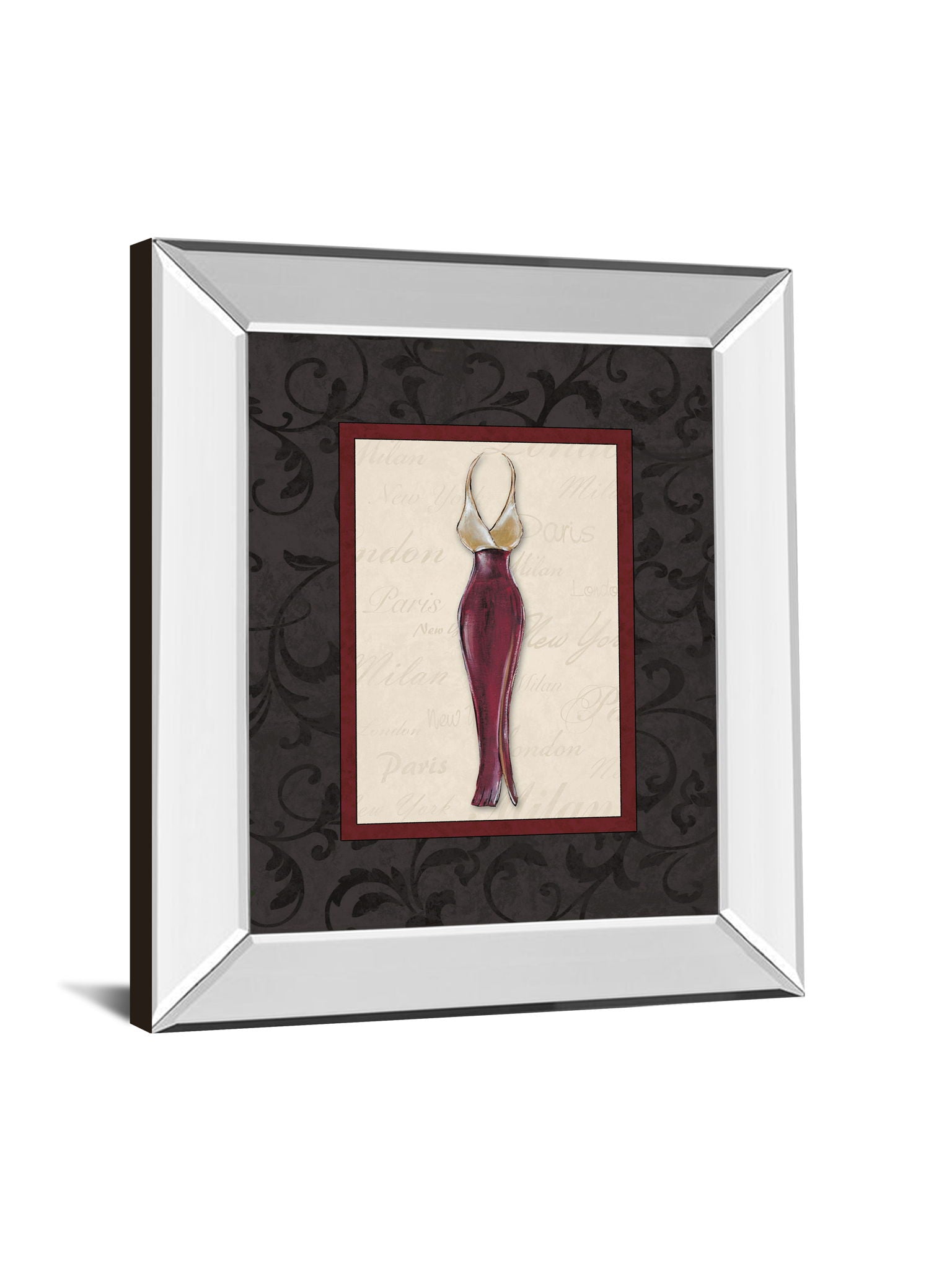 Fashion Dress Il By Susan Osbourne Mirror Framed Print Wall Art - Dark Gray