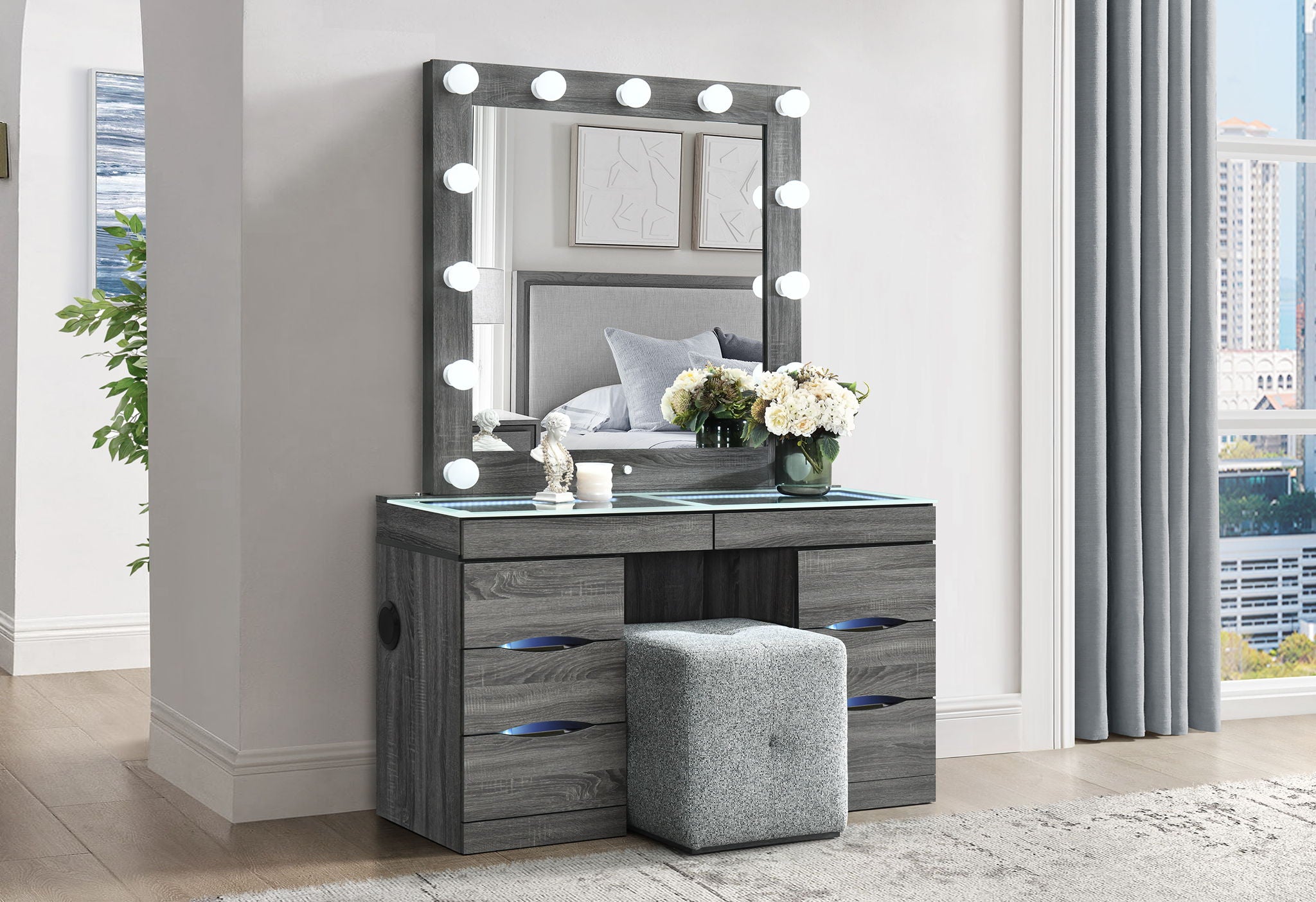 Lexi - Mirror With LED - Gray