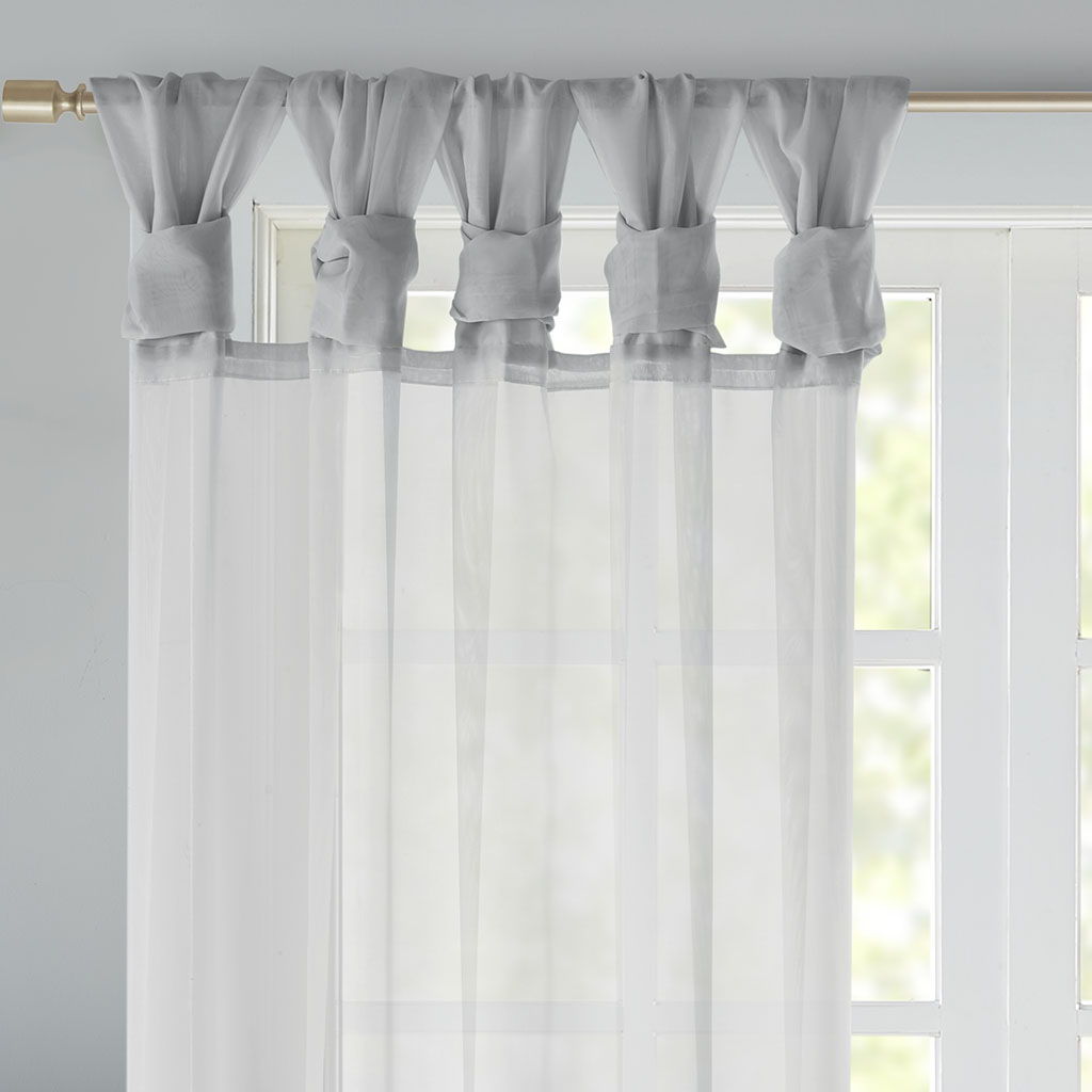 Ceres - 84" Twist Tab Voile Sheer Window Pair - Light Gray