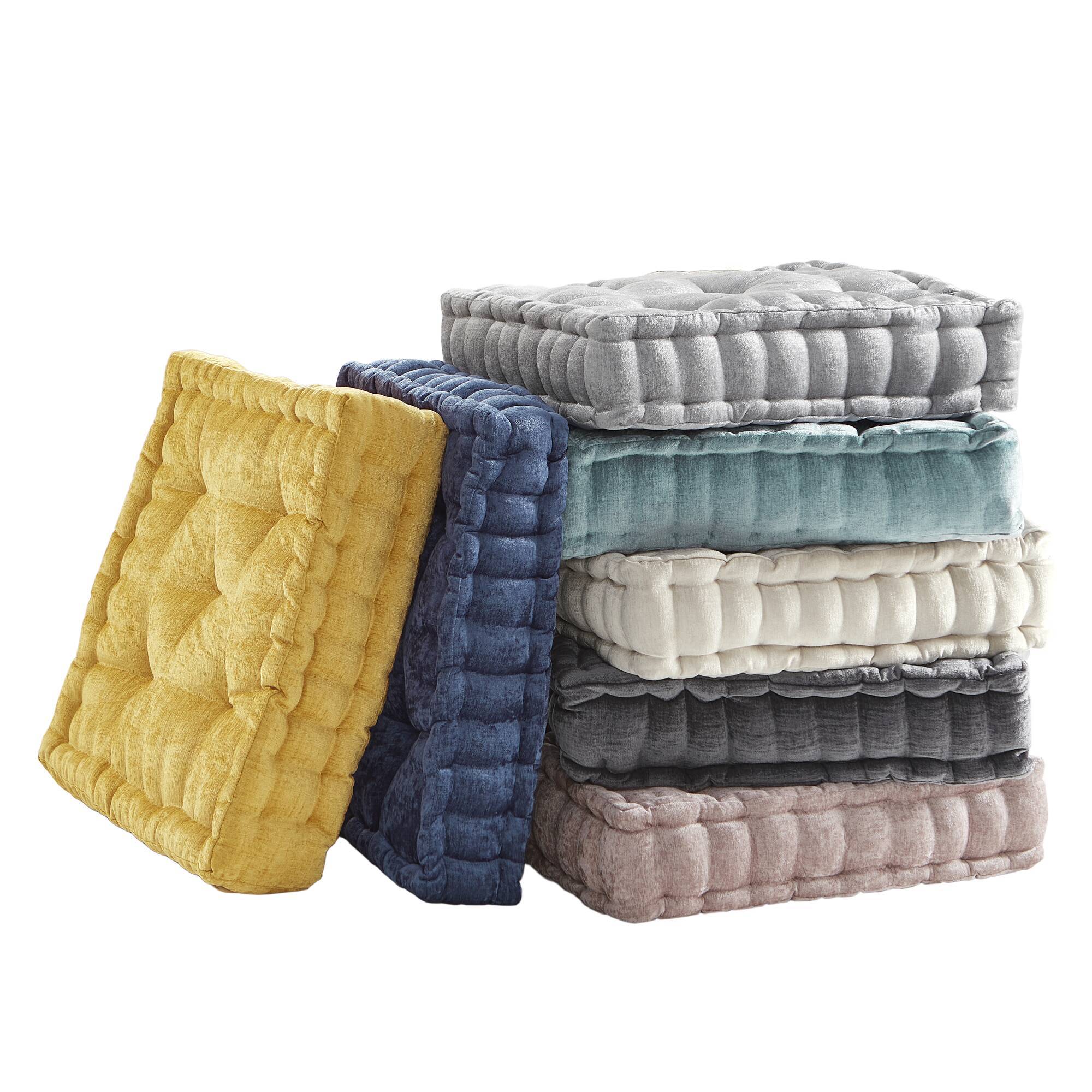 Azza - Square Floor Pillow Cushion - Aqua