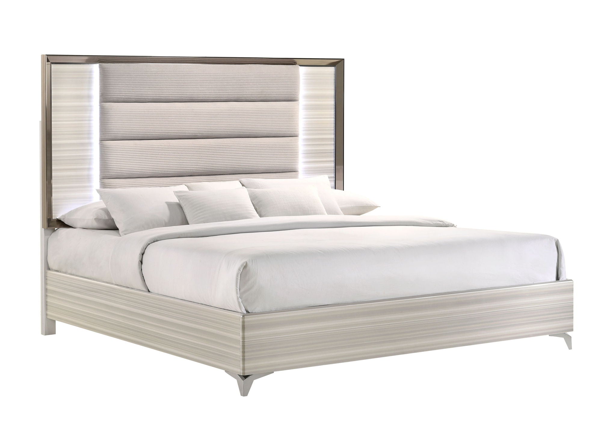 Zambrano - King Bed Footboard, Side Rails And Slats - White