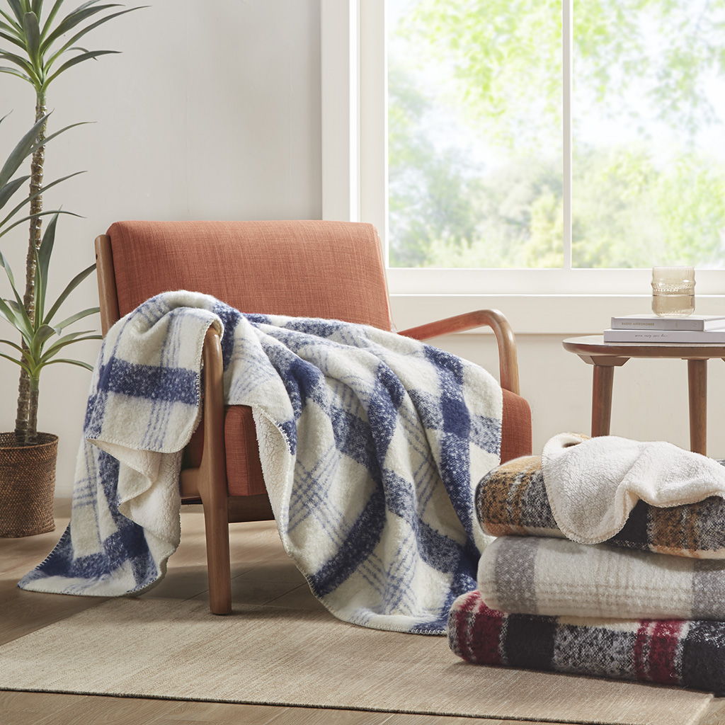 Bloomington - Faux Mohair to Sherpa Throw - Blue
