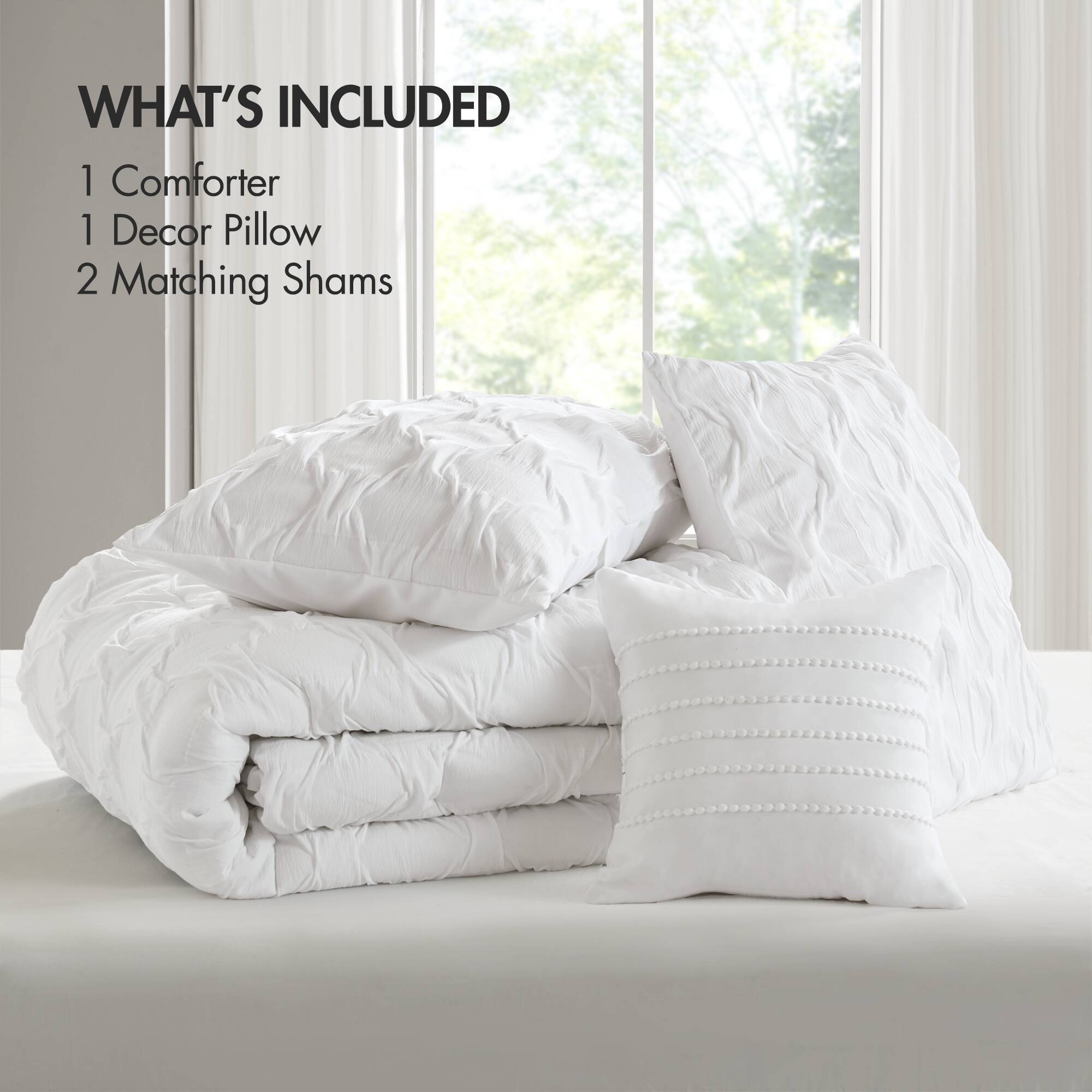 Bailey - King/California King Diamond Pucker Comforter Set - White