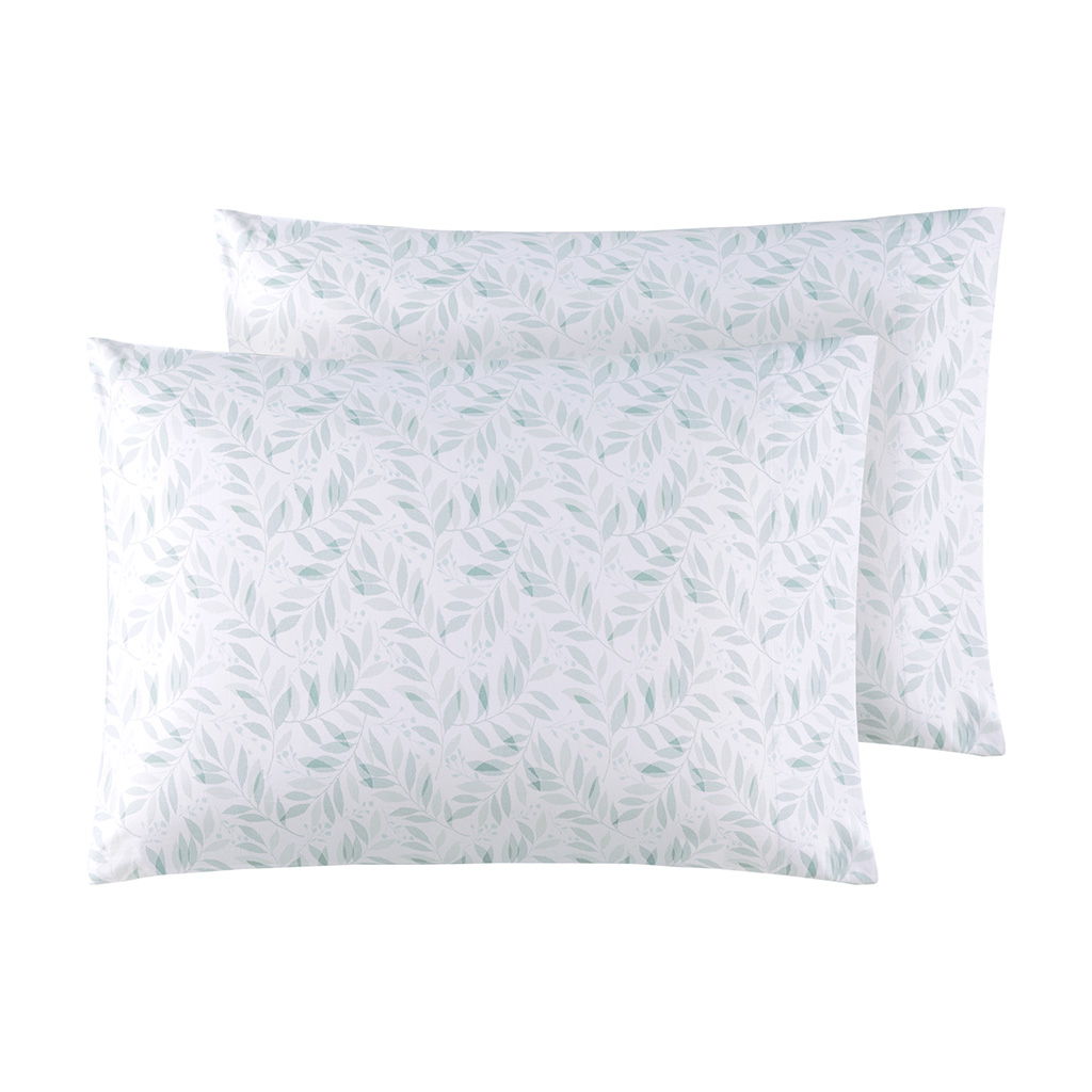 200 Thread Count Printed Cotton - King Sheet Set - Green Leaves