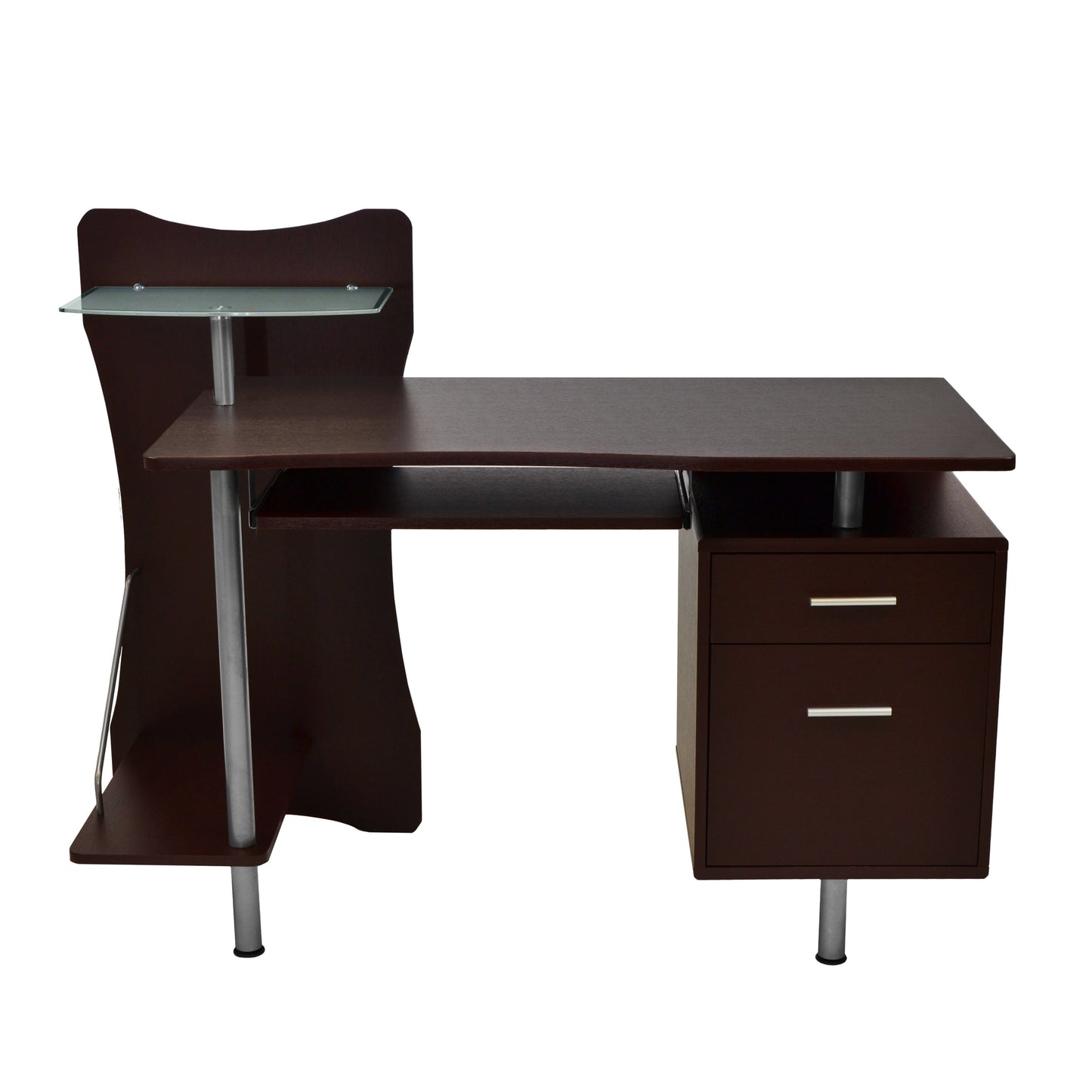 Techni Mobili Stylish Computer Desk with Storage, Chocolate