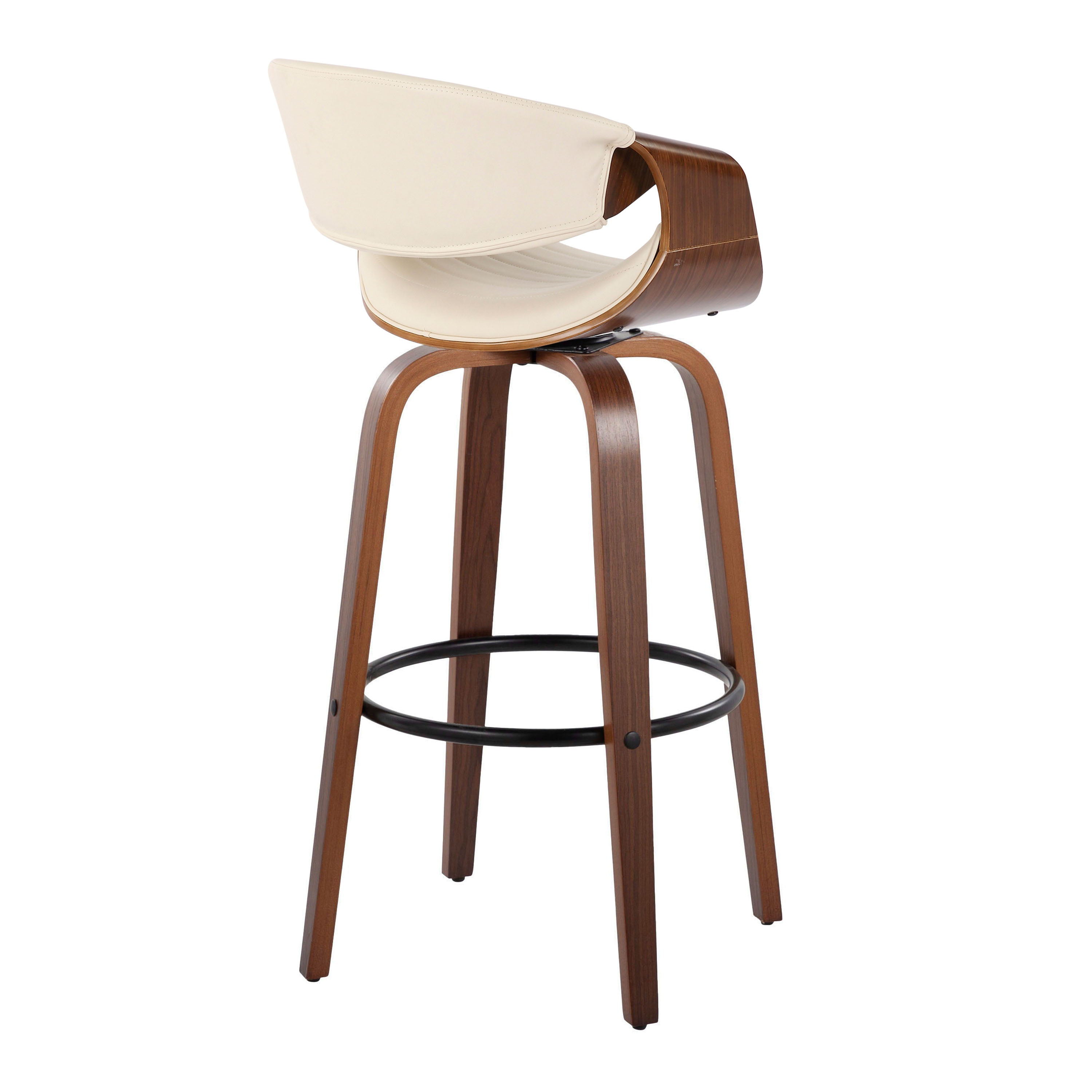 Symphony - Mid Century Modern Fixed Height Barstool With Swivel And Round Footrest (Set of 2)