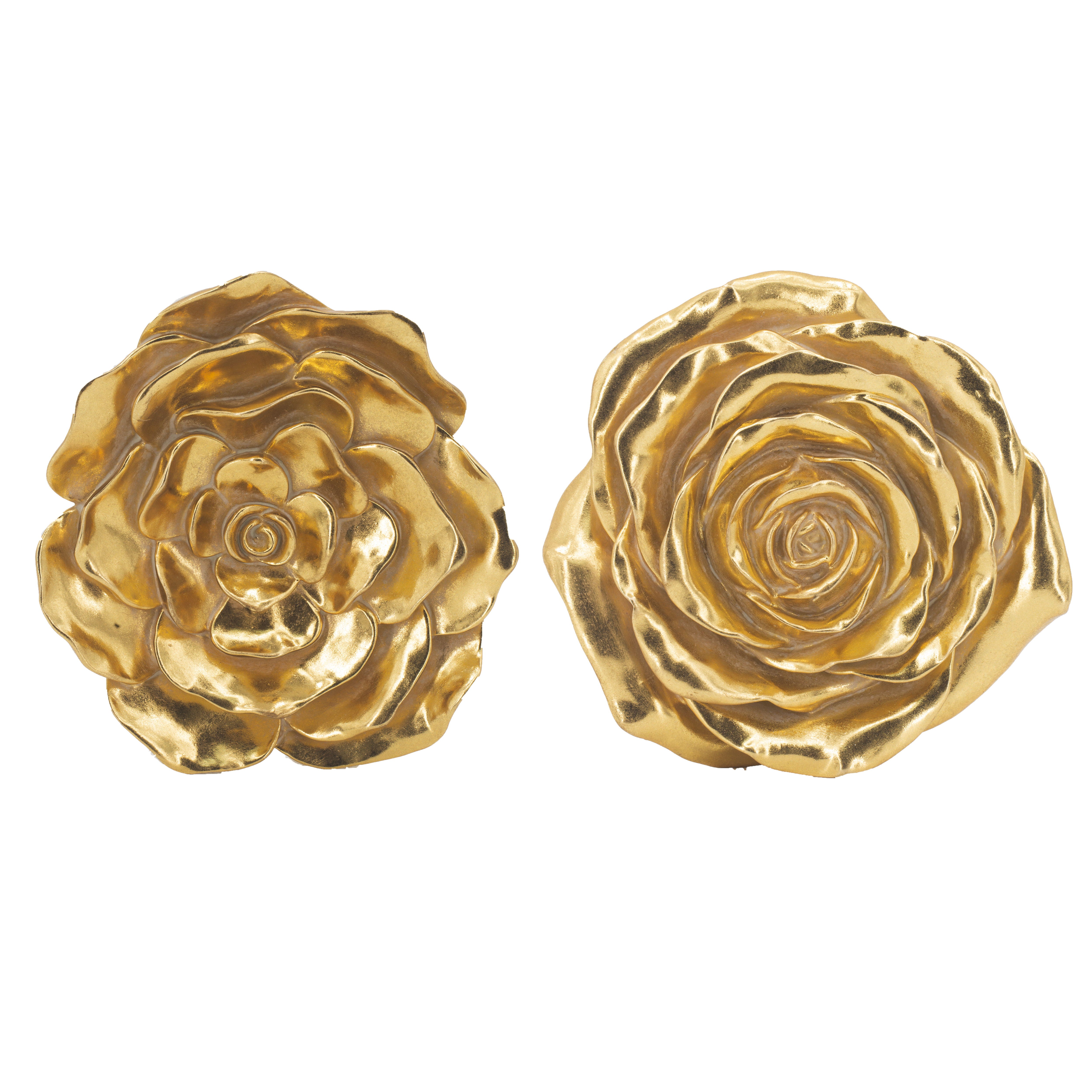 Rose Hanging Wall Accents (Set of 2) - Gold