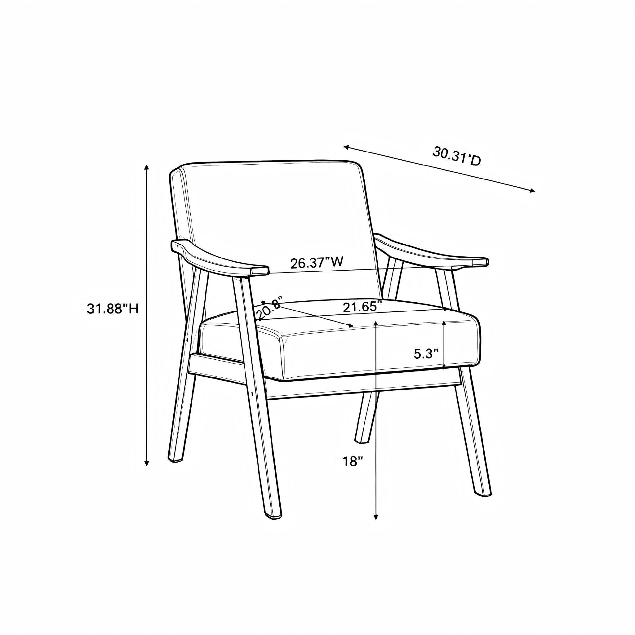 Accent Chair, Classic Mid Century Modern For Extra Seating
