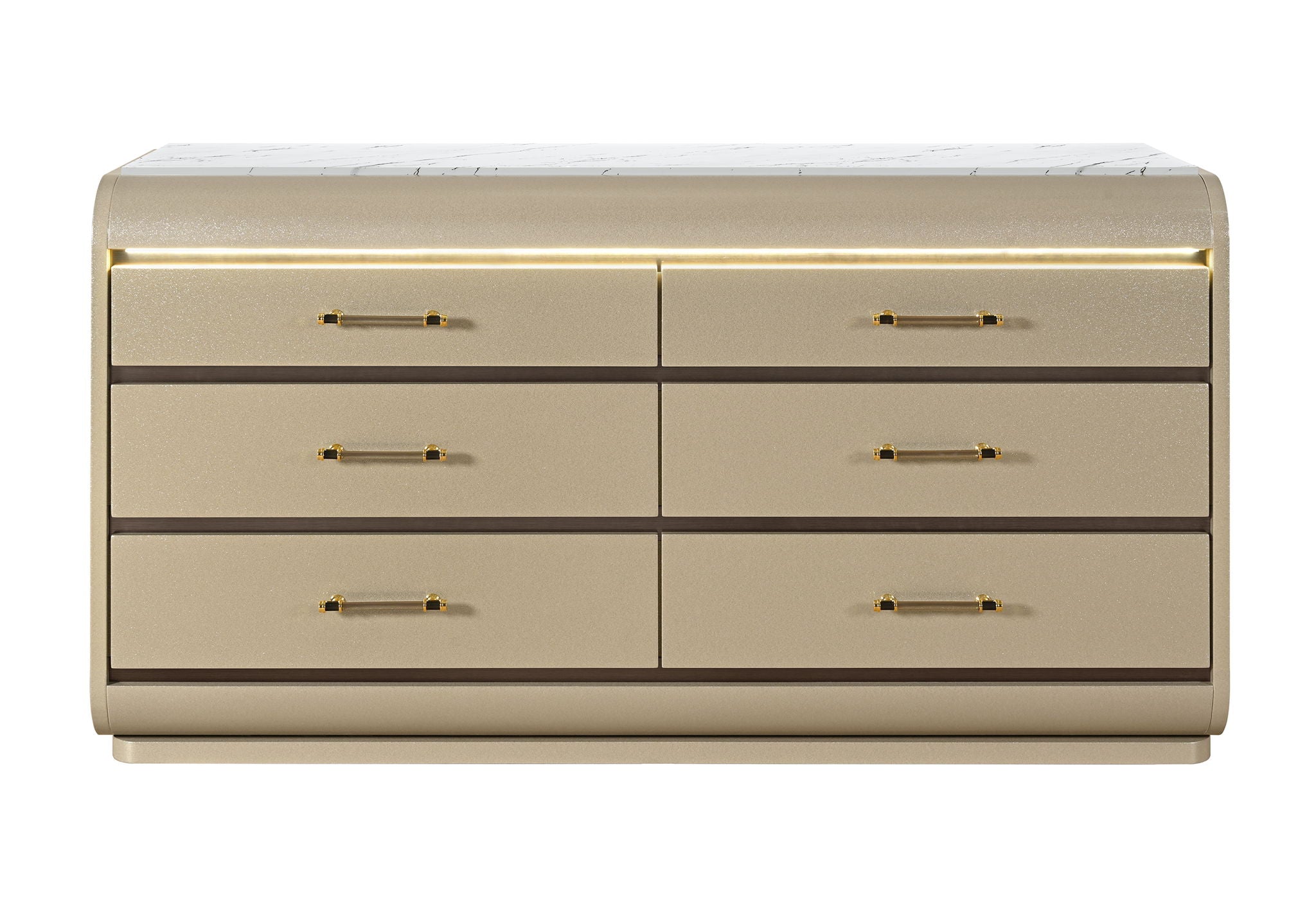 Genesis - 5 Piece King Bedroom Set (Bed, Dresser & Mirror, Nightstand, Chest) - Gold